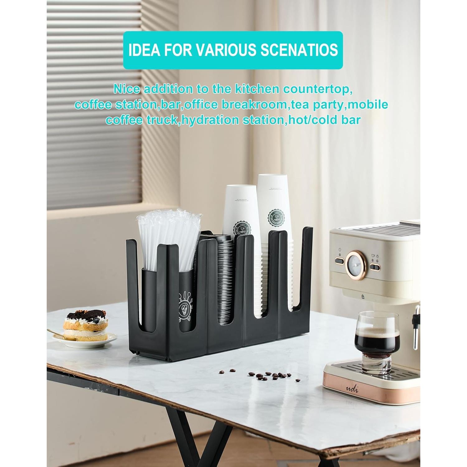 Dispensador de vasos desechables ZGT con organizador de popotes