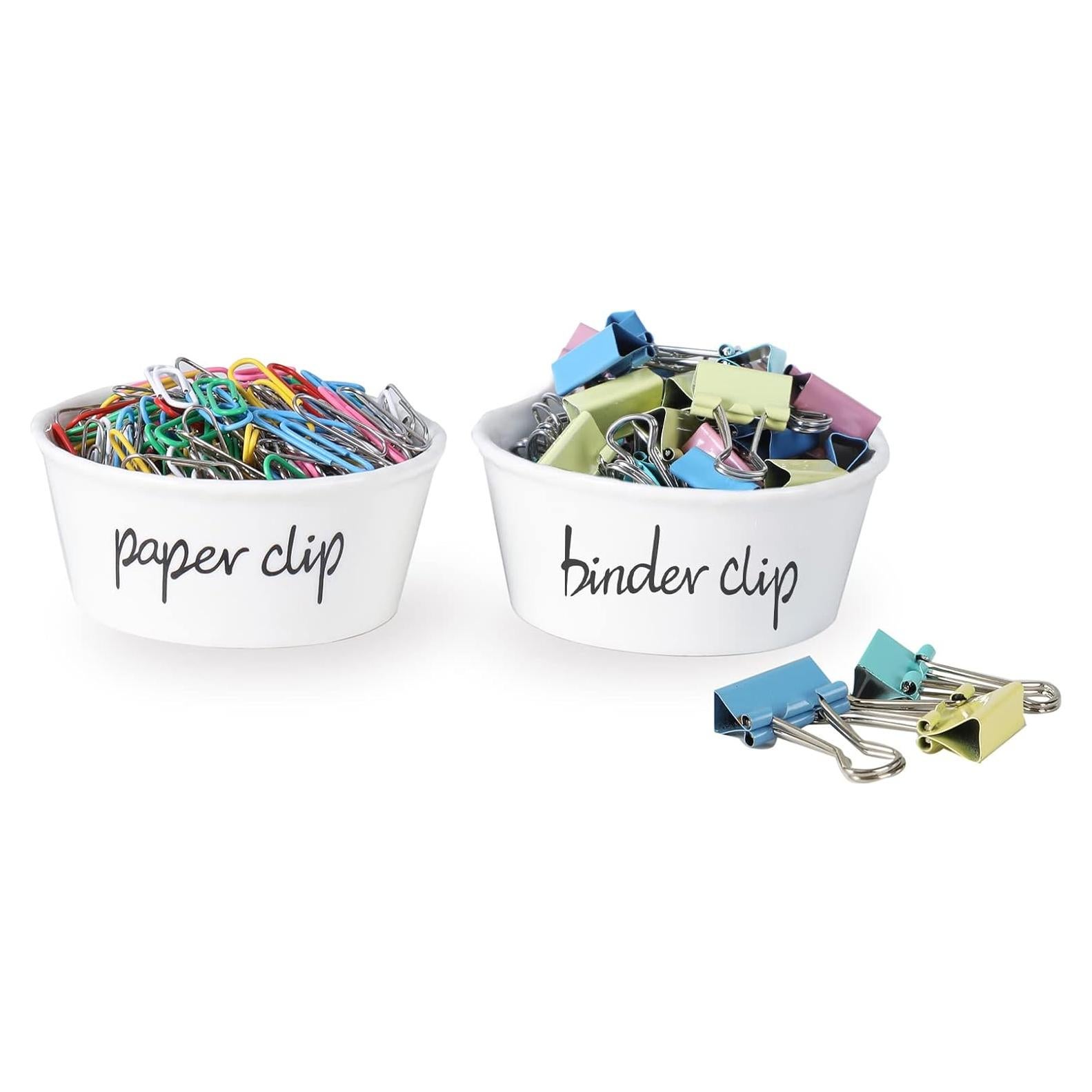 Soporte de Clips de Papel y Carpeta ONTUBE Cerámica Blanca