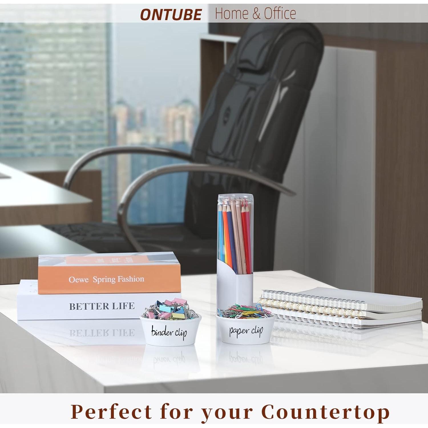 Soporte de Clips de Papel y Carpeta ONTUBE Cerámica Blanca