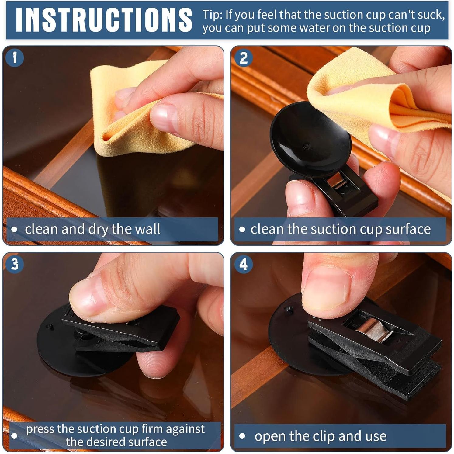 Clips de Ventosa Reutilizables Flutesan - 4 Pcs, 3 cm, Negro