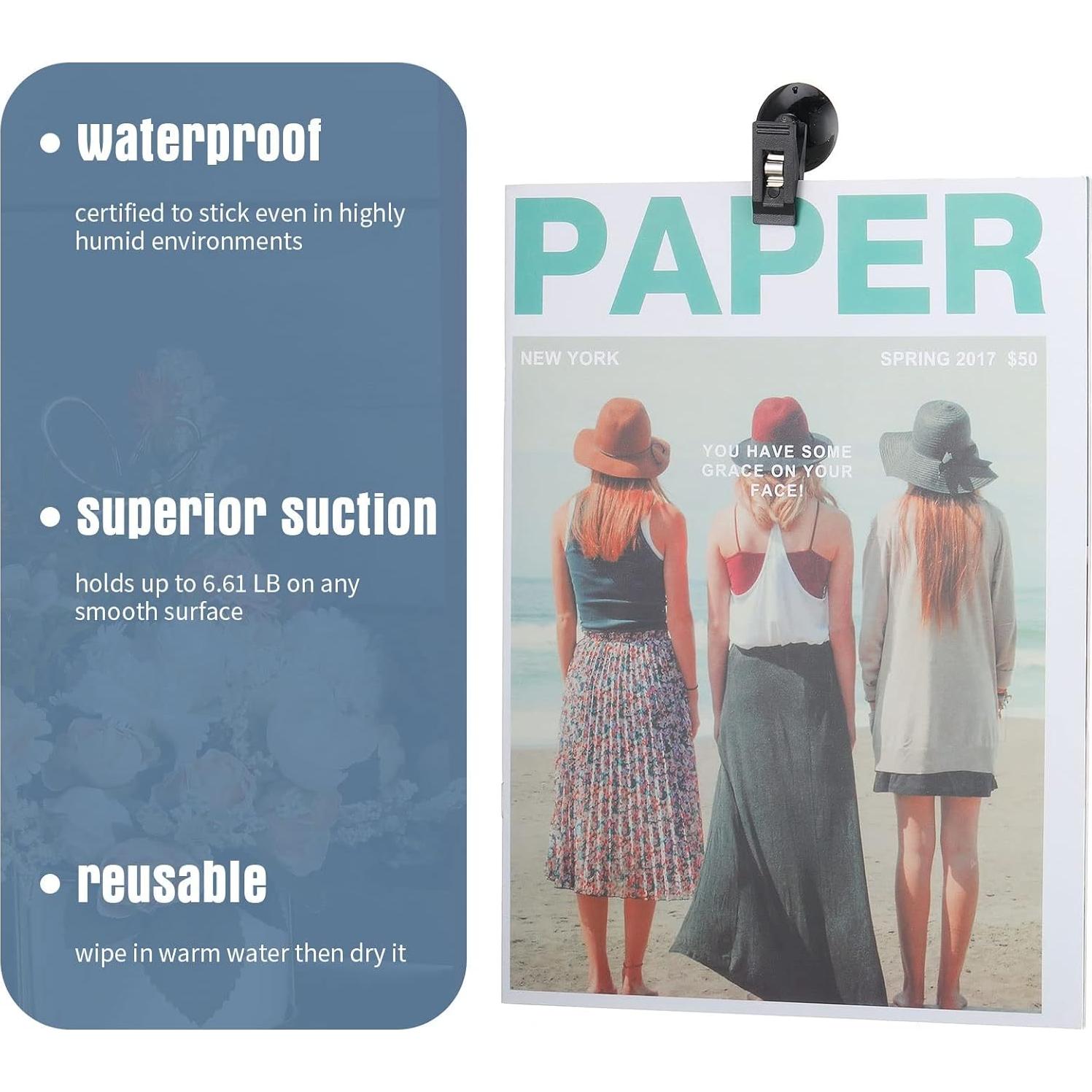 Clips de Ventosa Reutilizables Flutesan - 4 Pcs, 3 cm, Negro