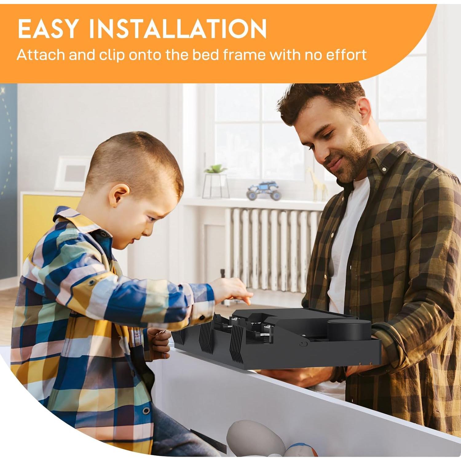 Estante Lateral Spacelead Negro para Cama con Cajón y Porta Vasos