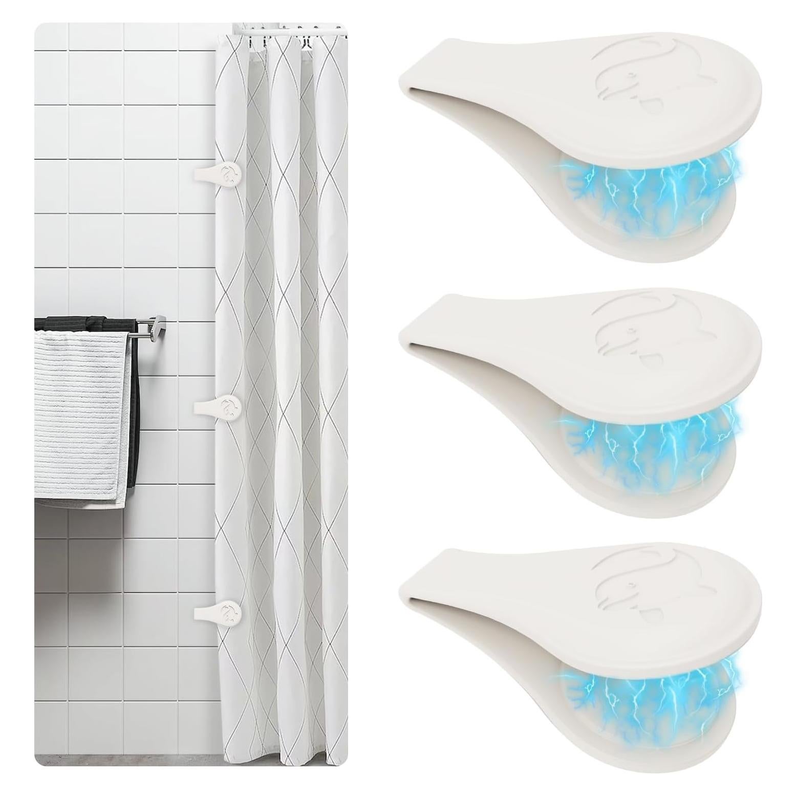 Clips Magnéticos de Silicona Vaszu para Cortinas de Ducha - 3 Paquetes