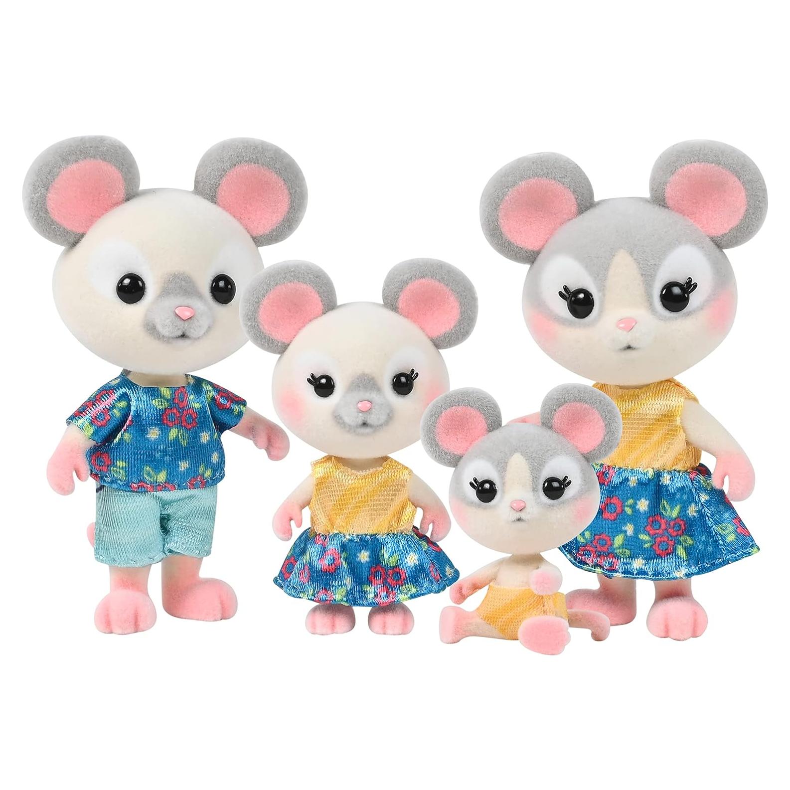 Familia Ratón Cheddars - 4 Figuras Miniatura de Felpa