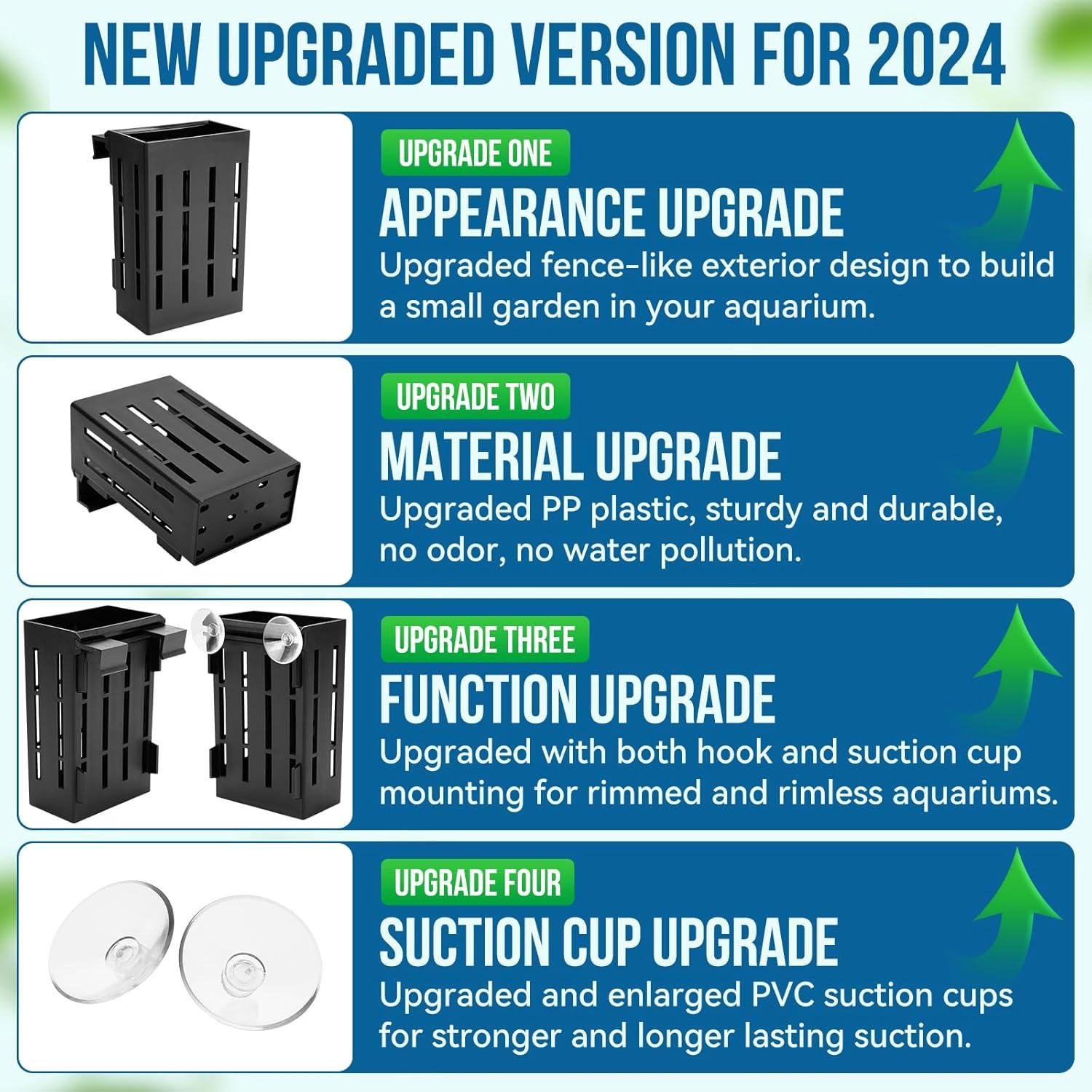 Soporte de Planta de Acuario Borlech Negro 12.7 cm con Ganchos