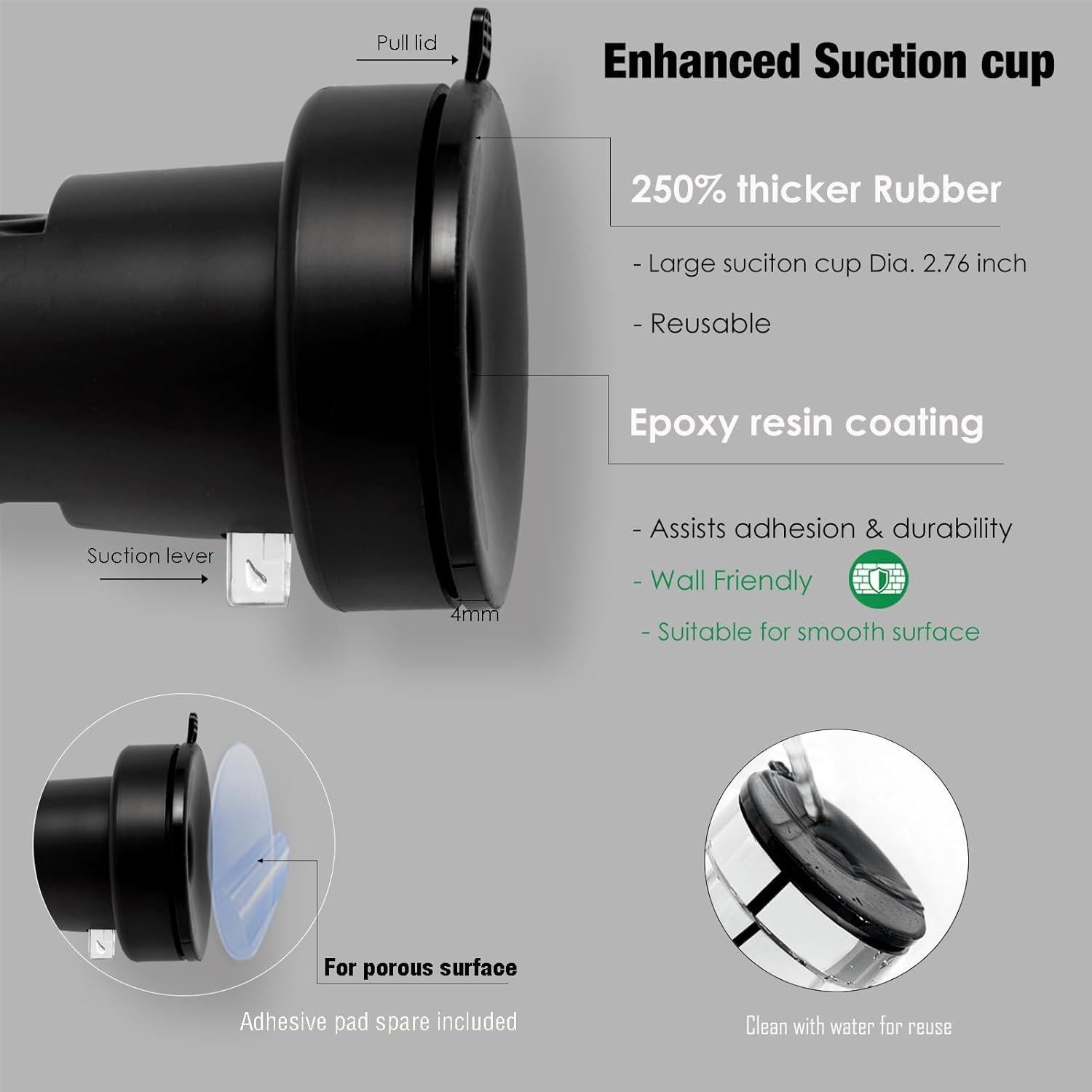 Soporte de Ducha de Mano RIVOODS con Ventosa Ajustable 5 Posiciones