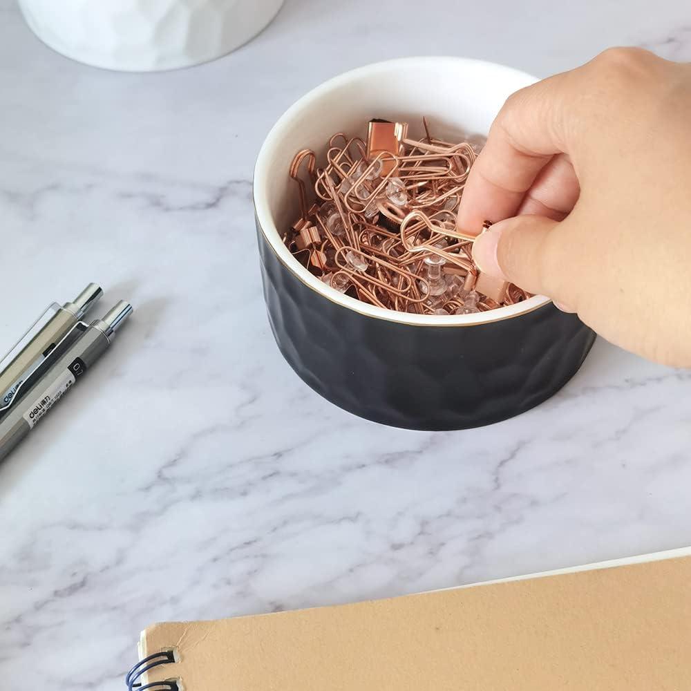 Soporte para Clips de Papel Cerámica CROWNOS Negro 9.9x5.1 cm