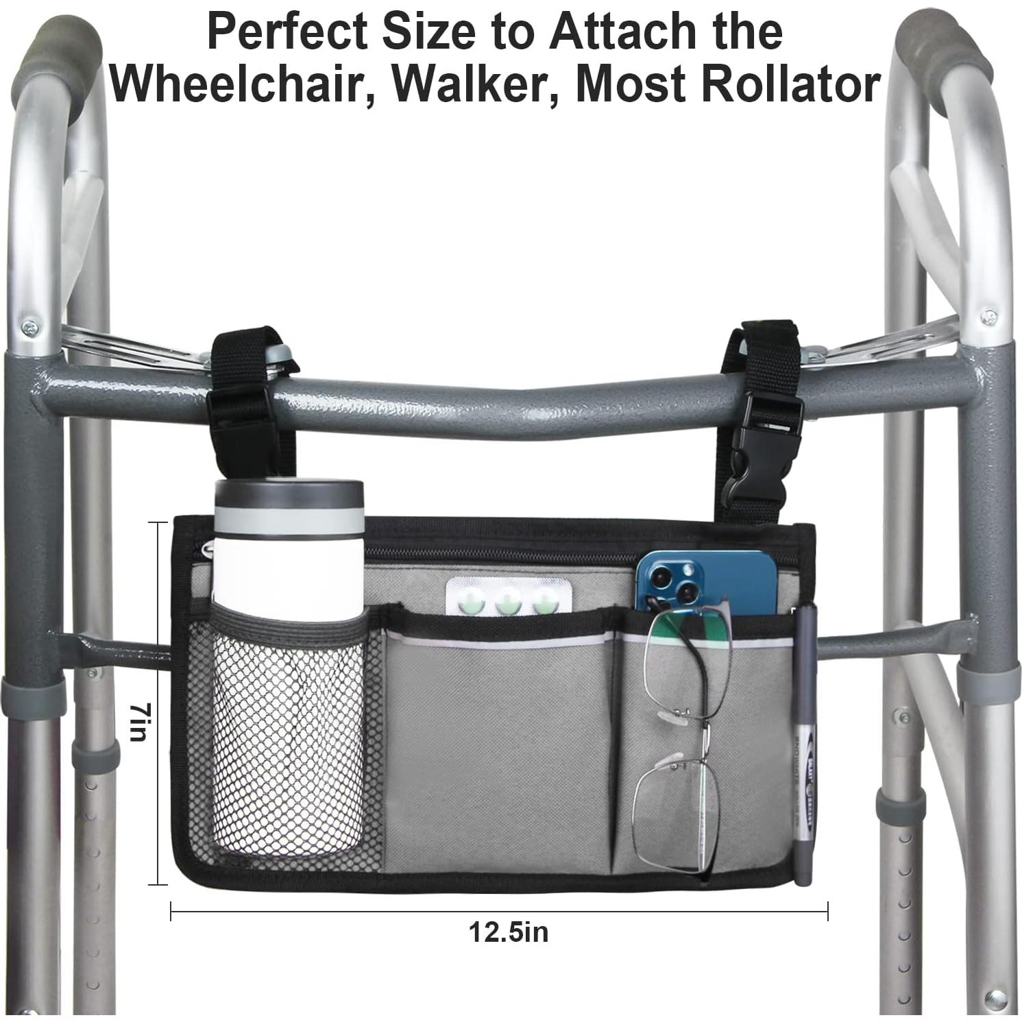 Bolsa Lateral para Silla de Ruedas HSGEZUOQI Gris Impermeable