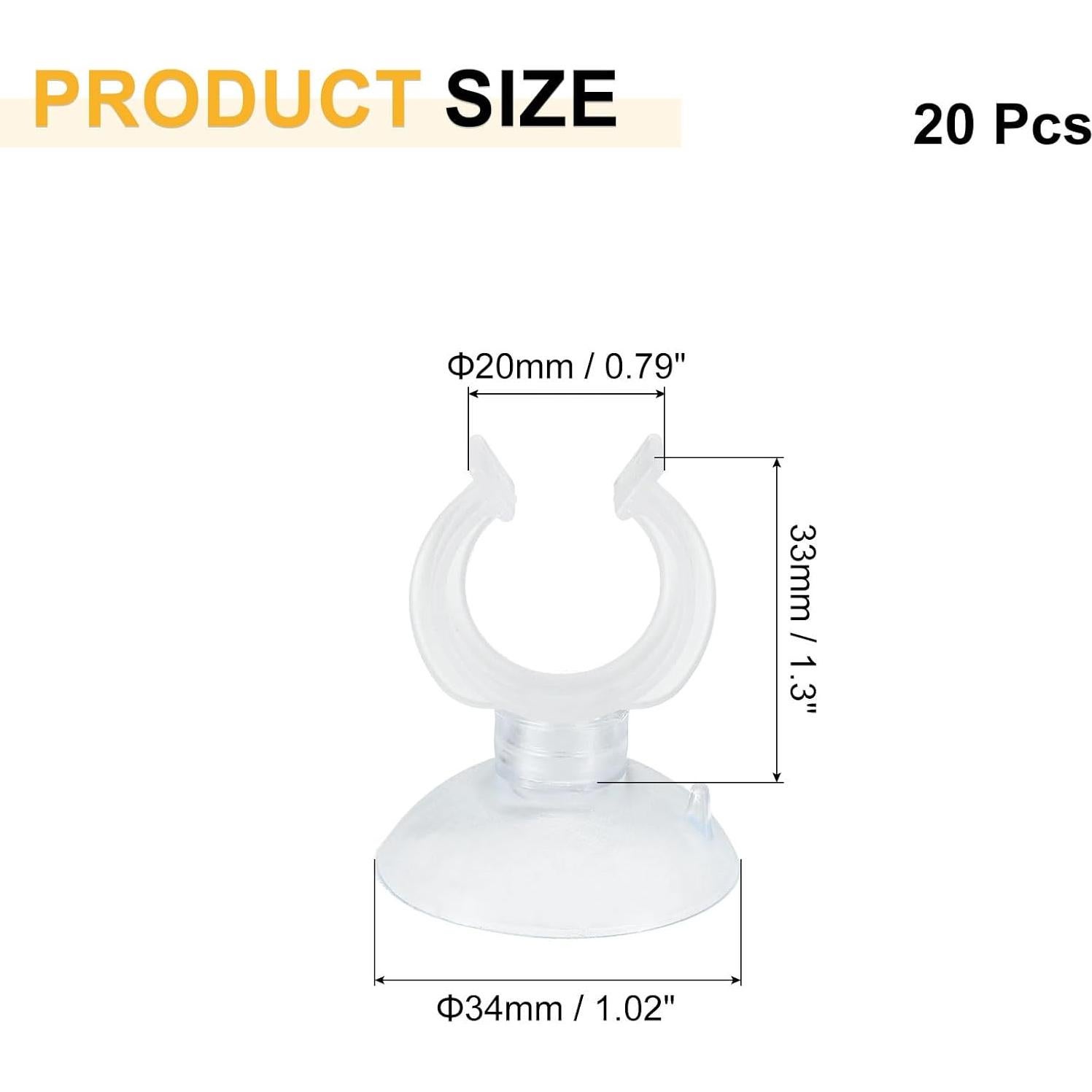Clips de Ventosa para Acuario uxcell 20 Pcs 17 mm Transparente