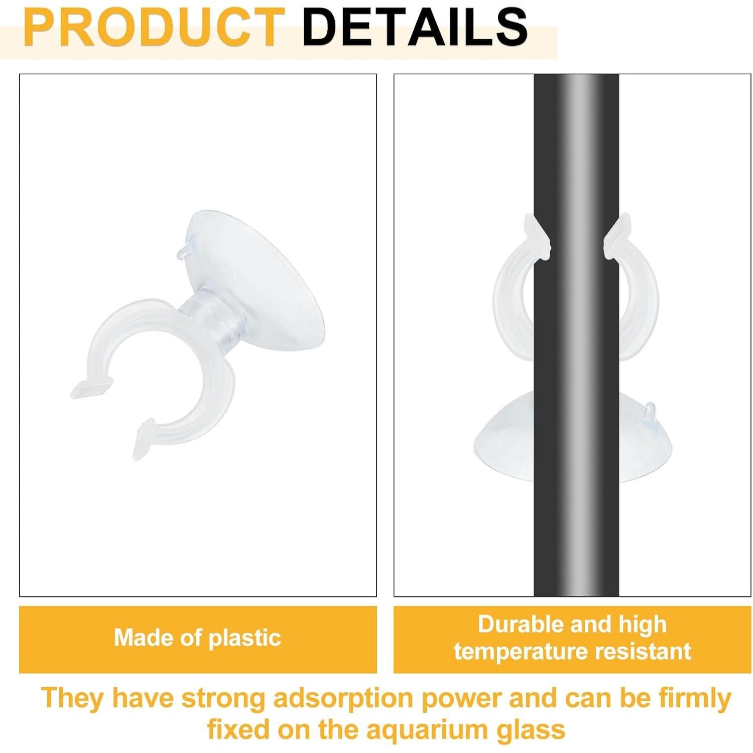 Clips de Ventosa para Acuario uxcell 20 Pcs 17 mm Transparente