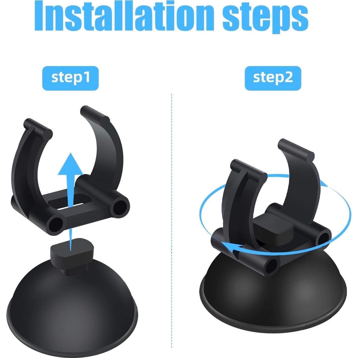 AQUANEAT 12 Ventosas para Acuario con Clip Negro 3.05 cm