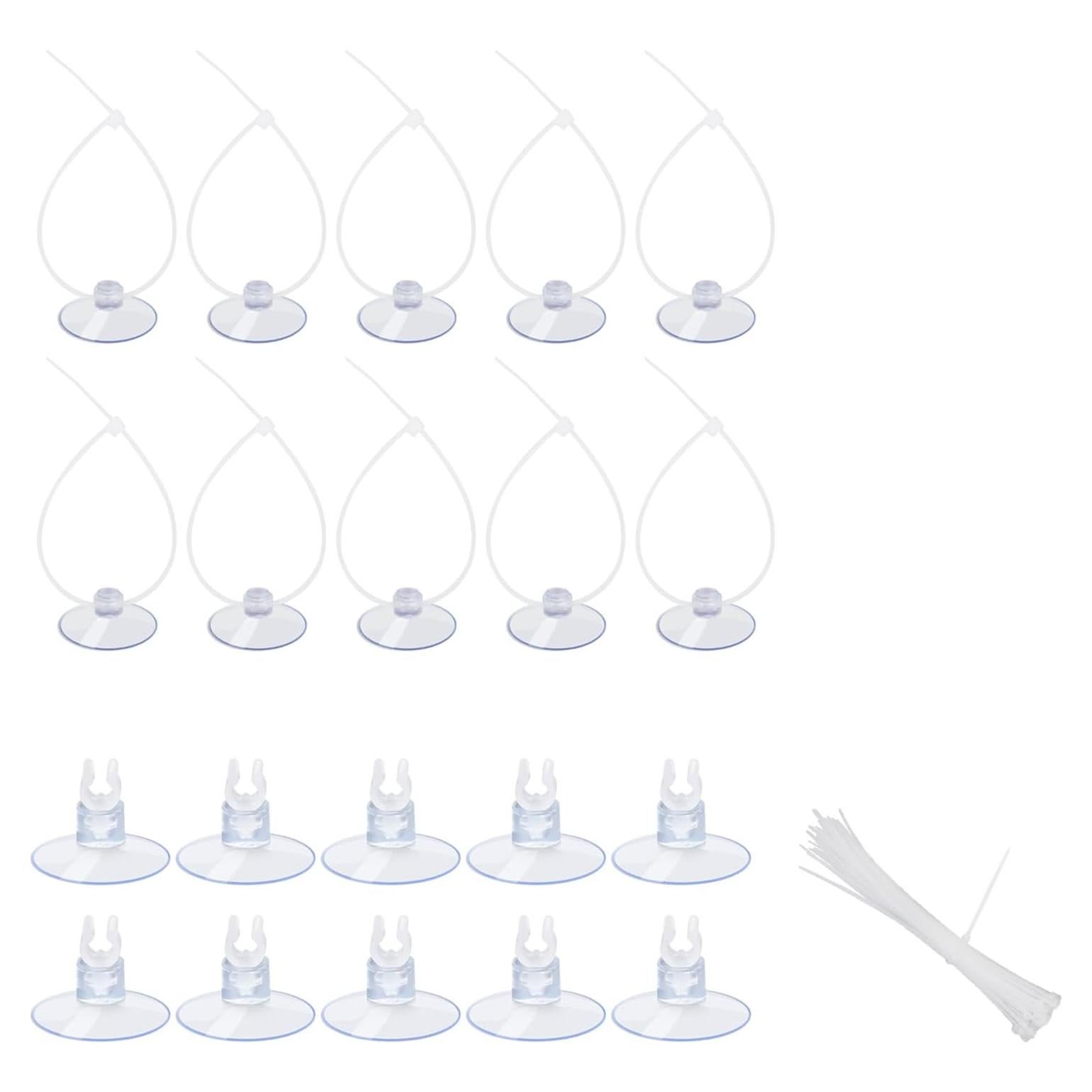 AQUANEAT 20 Ventosas para Acuario con Clips y Bridas Ajustables