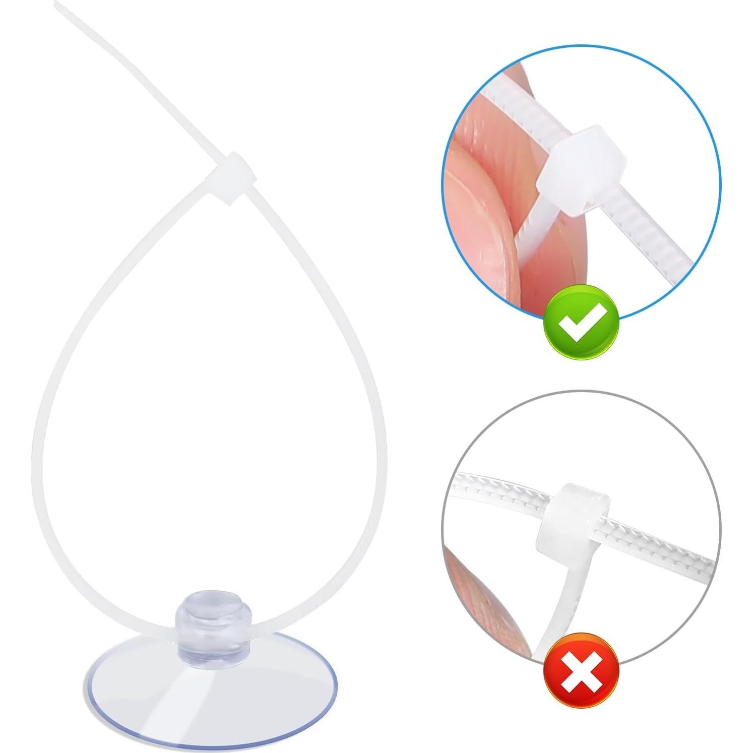 AQUANEAT 20 Ventosas para Acuario con Clips y Bridas Ajustables