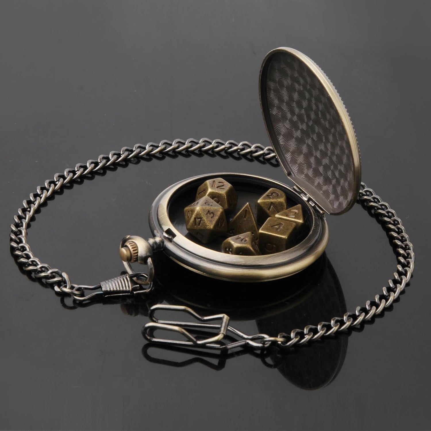 Juego de Dados DND Metálicos 10mm con Estuche Vintage