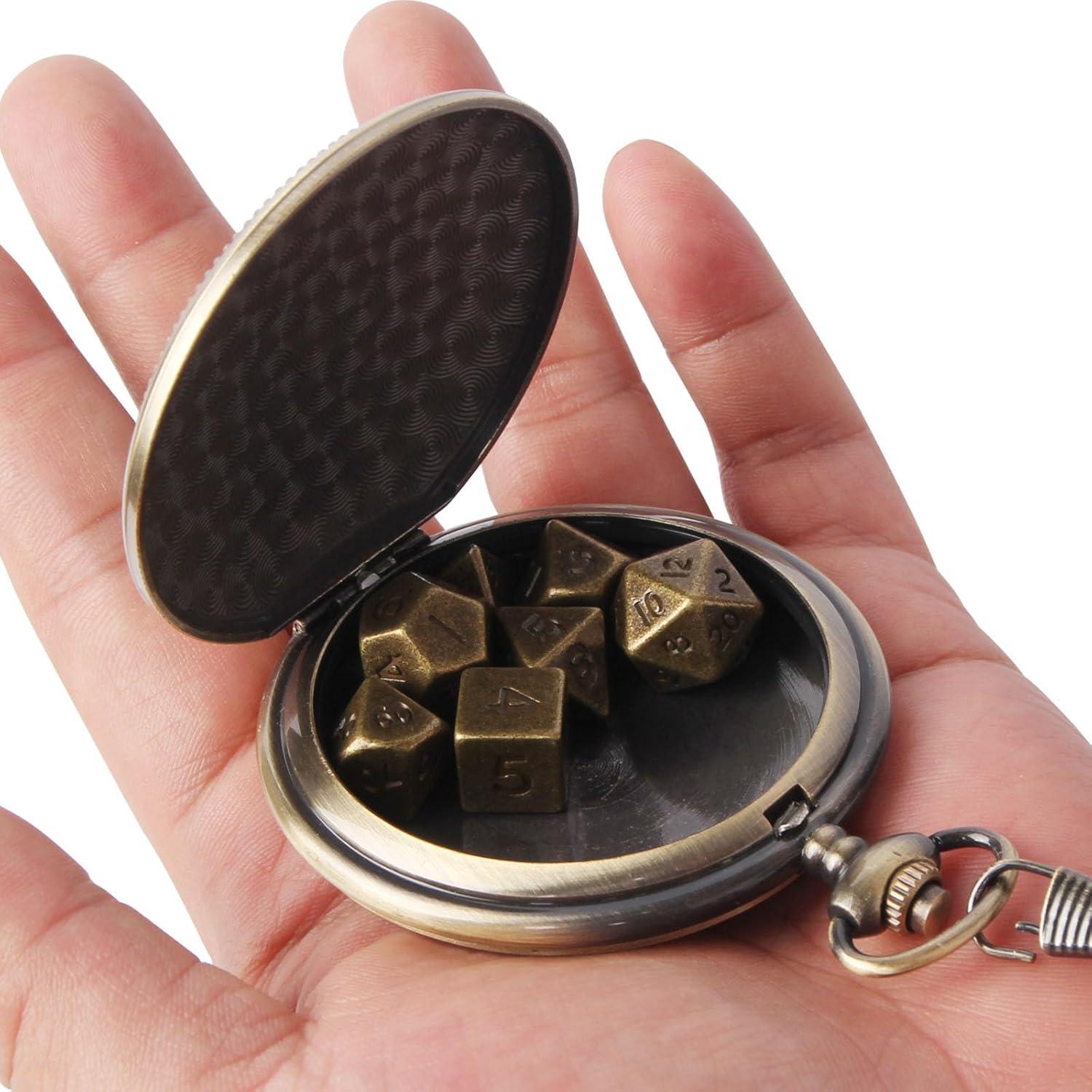 Juego de Dados DND Metálicos 10mm con Estuche Vintage