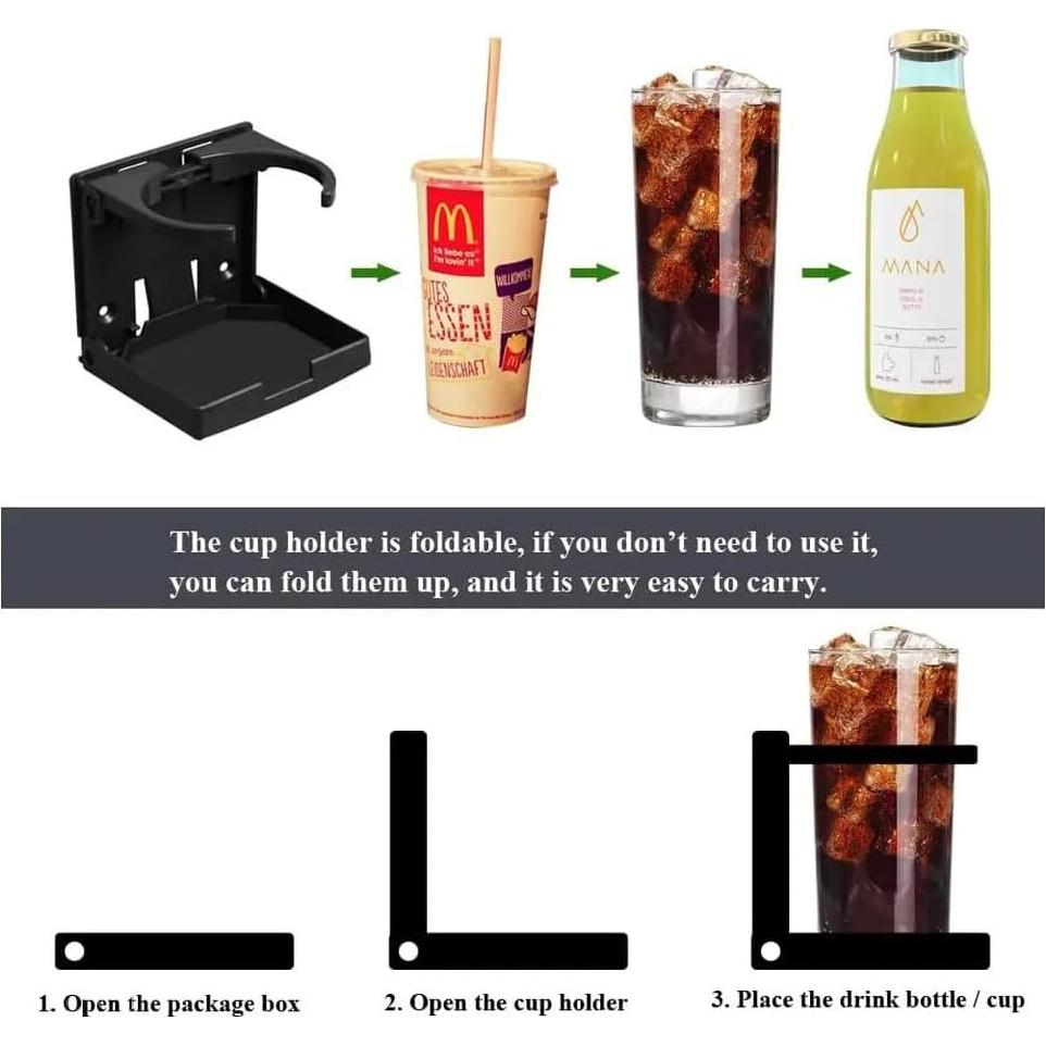 Soporte de bebida ajustable YSIL para coche y barco - 2PCS negro