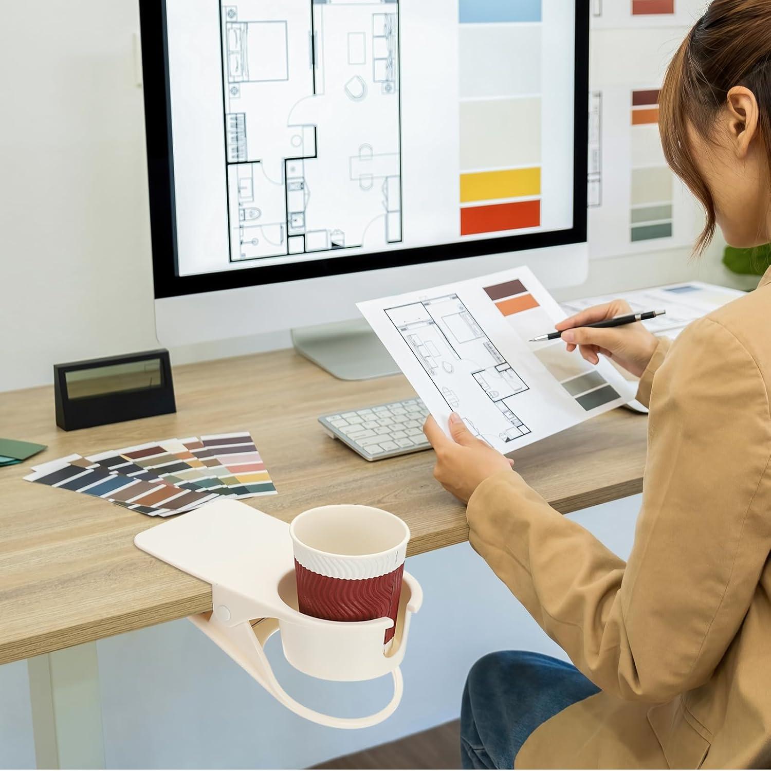 Soporte para Taza PATIKIL, 2 Pcs Clip para Mesa Blanco