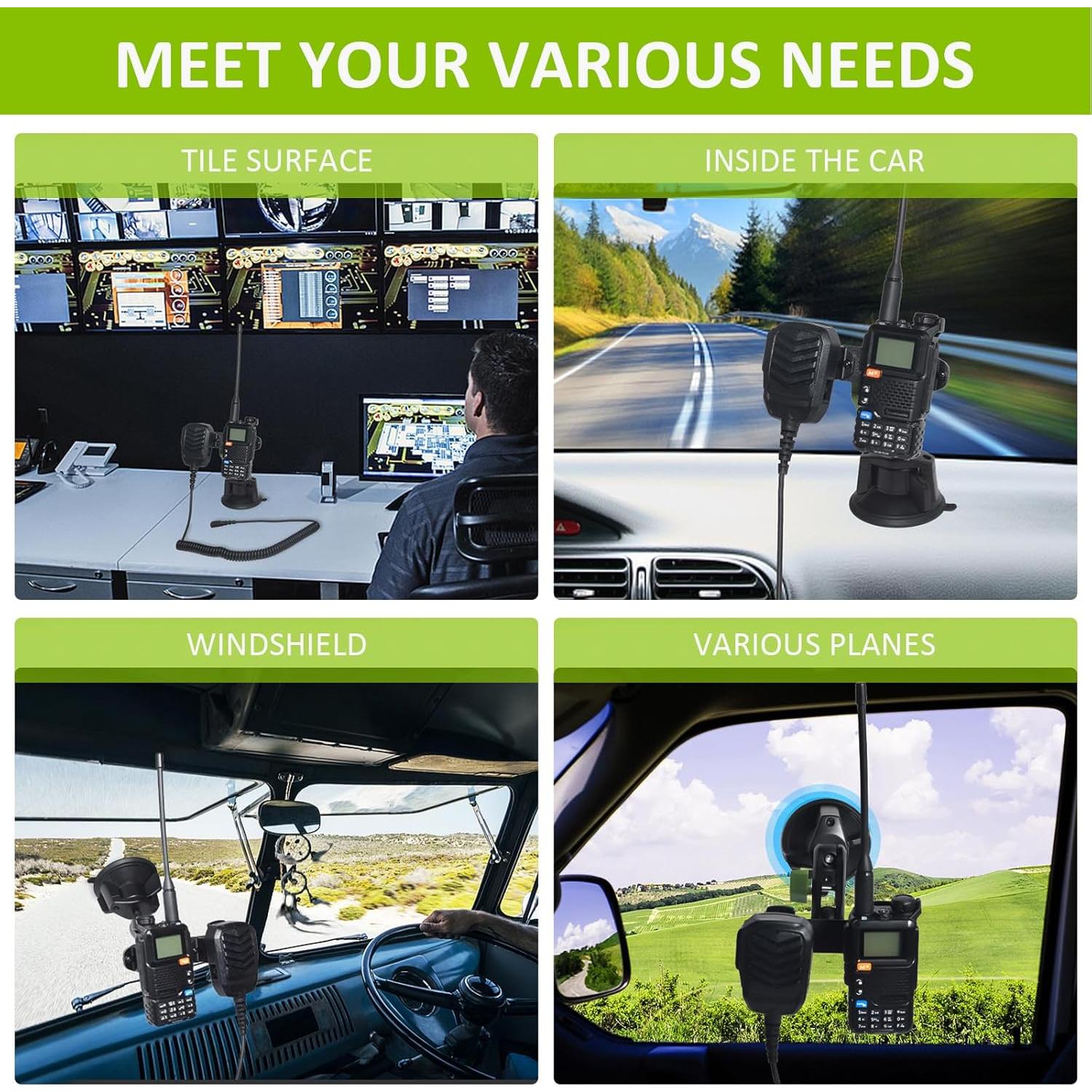 Soporte de Ventosa HYS para Micrófono de Radio 9 cm