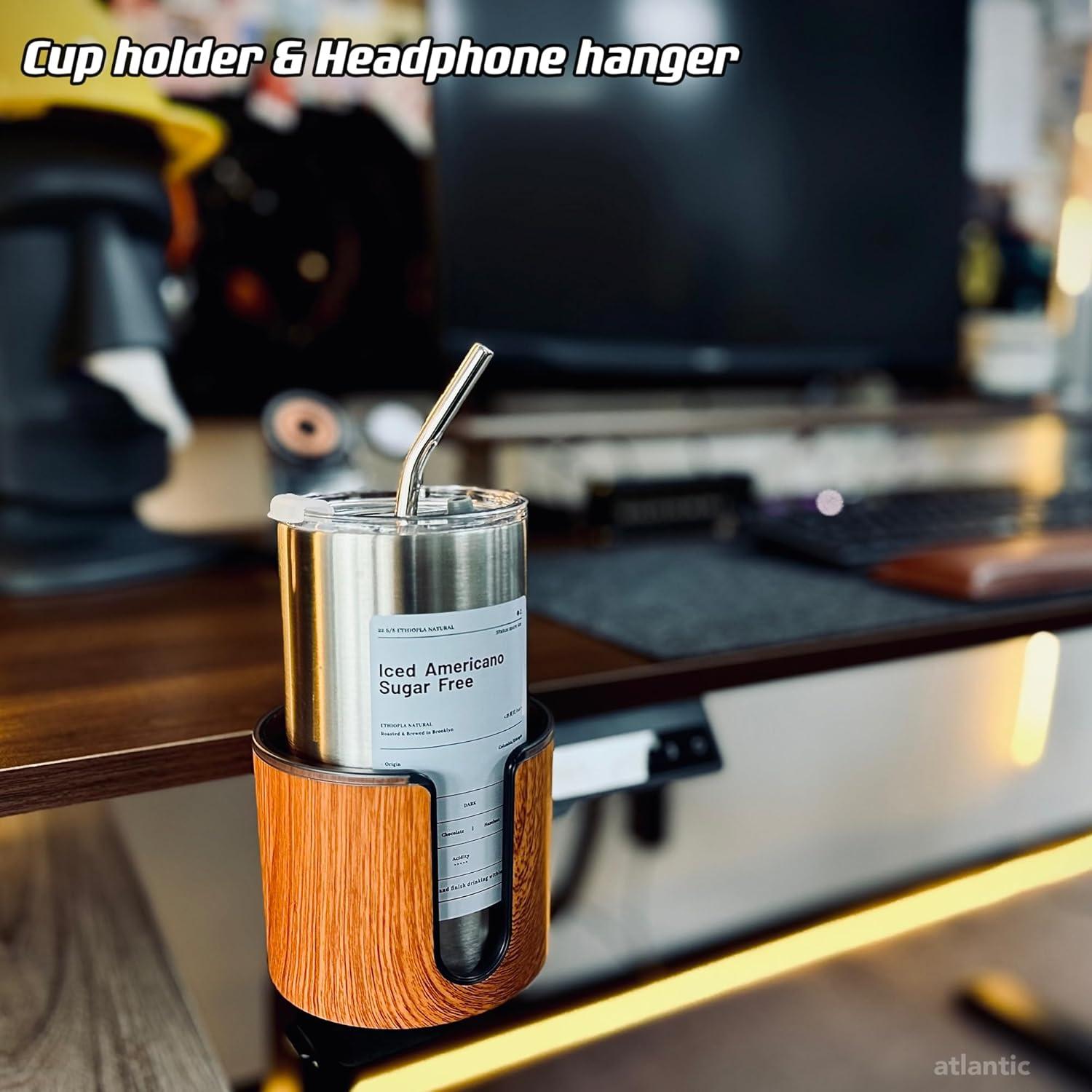 Soporte para Taza de Escritorio 2-en-1 Cowinational - Diseño de Madera