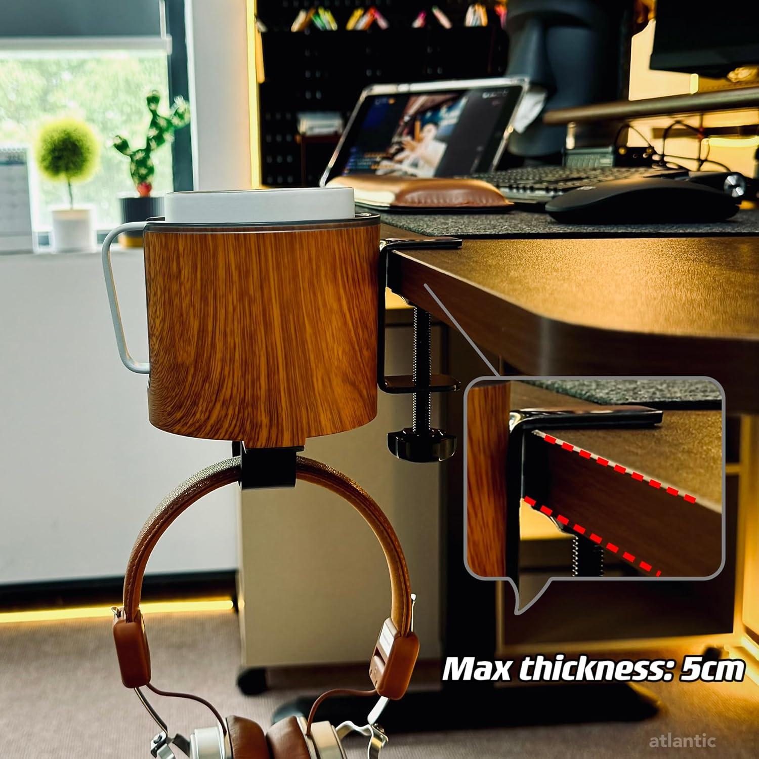 Soporte para Taza de Escritorio 2-en-1 Cowinational - Diseño de Madera