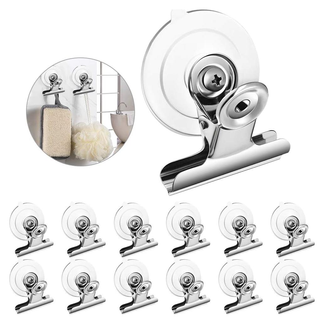Clip de Ventosa Aufind 12 Piezas Soporte Fuerte para Baño y Cocina