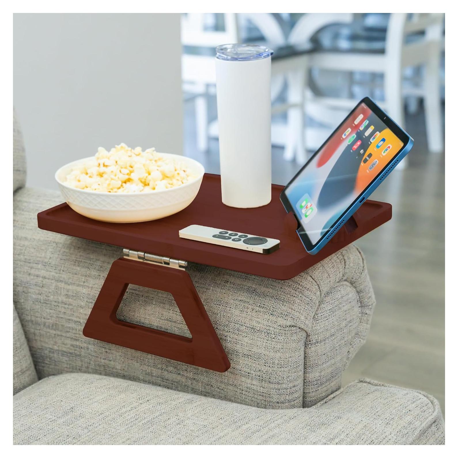 Mesa de Brazo de Sofá Shamrock Home Plegable Marrón 40x28cm