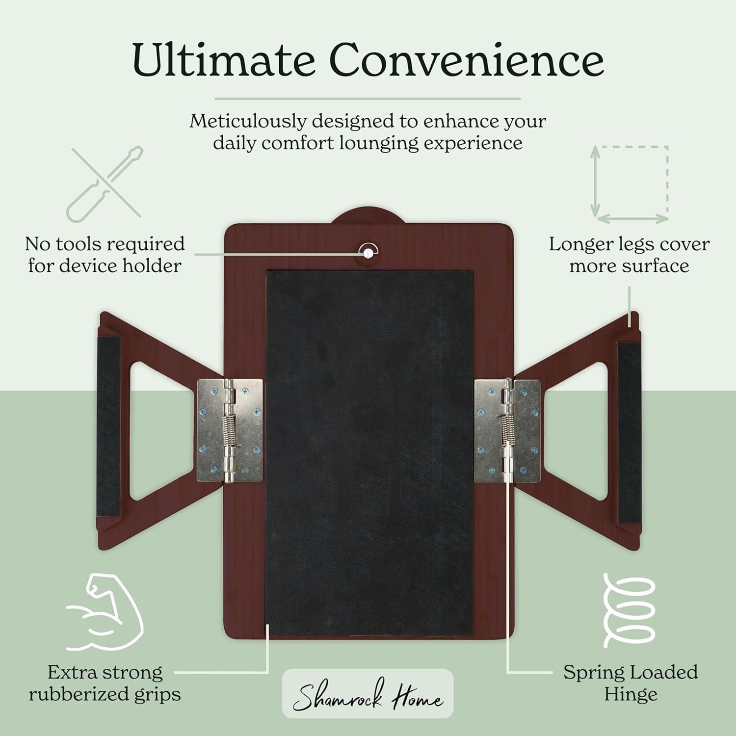 Mesa de Brazo de Sofá Shamrock Home Plegable Marrón 40x28cm