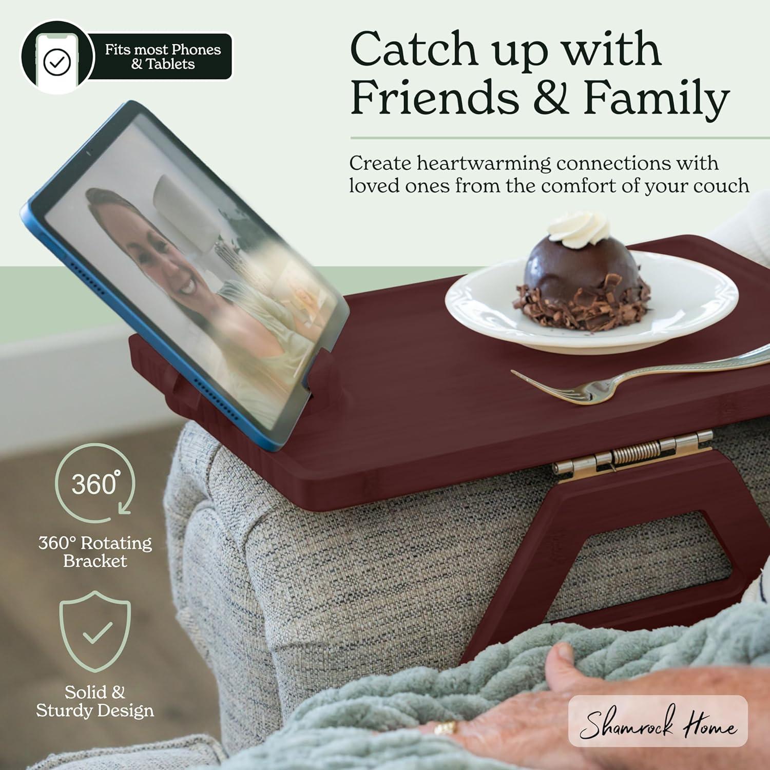 Mesa de Brazo de Sofá Shamrock Home Plegable Marrón 40x28cm