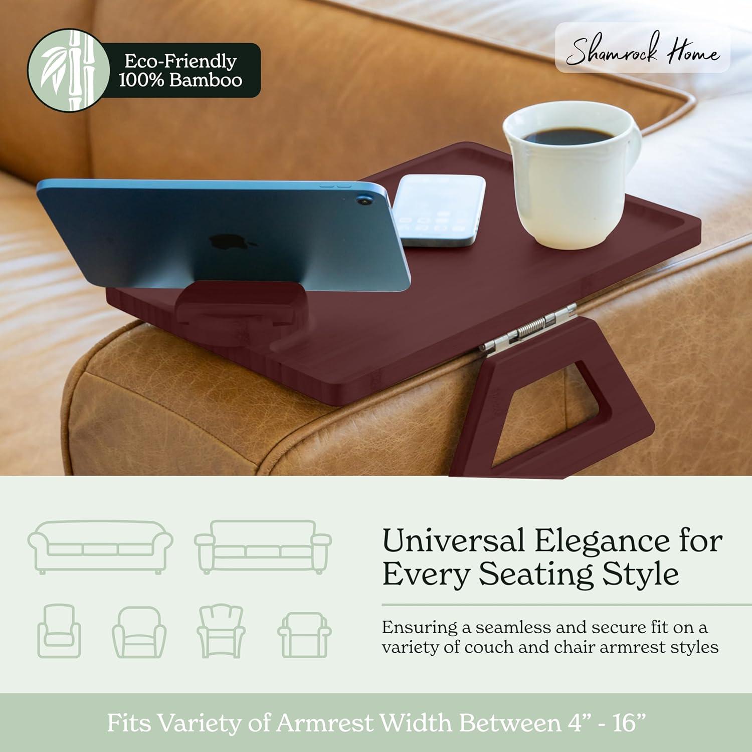 Mesa de Brazo de Sofá Shamrock Home Plegable Marrón 40x28cm