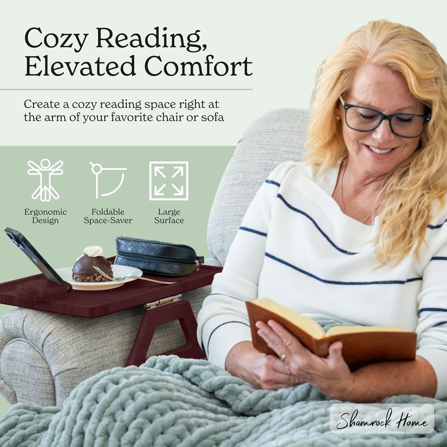 Mesa de Brazo de Sofá Shamrock Home Plegable Marrón 40x28cm