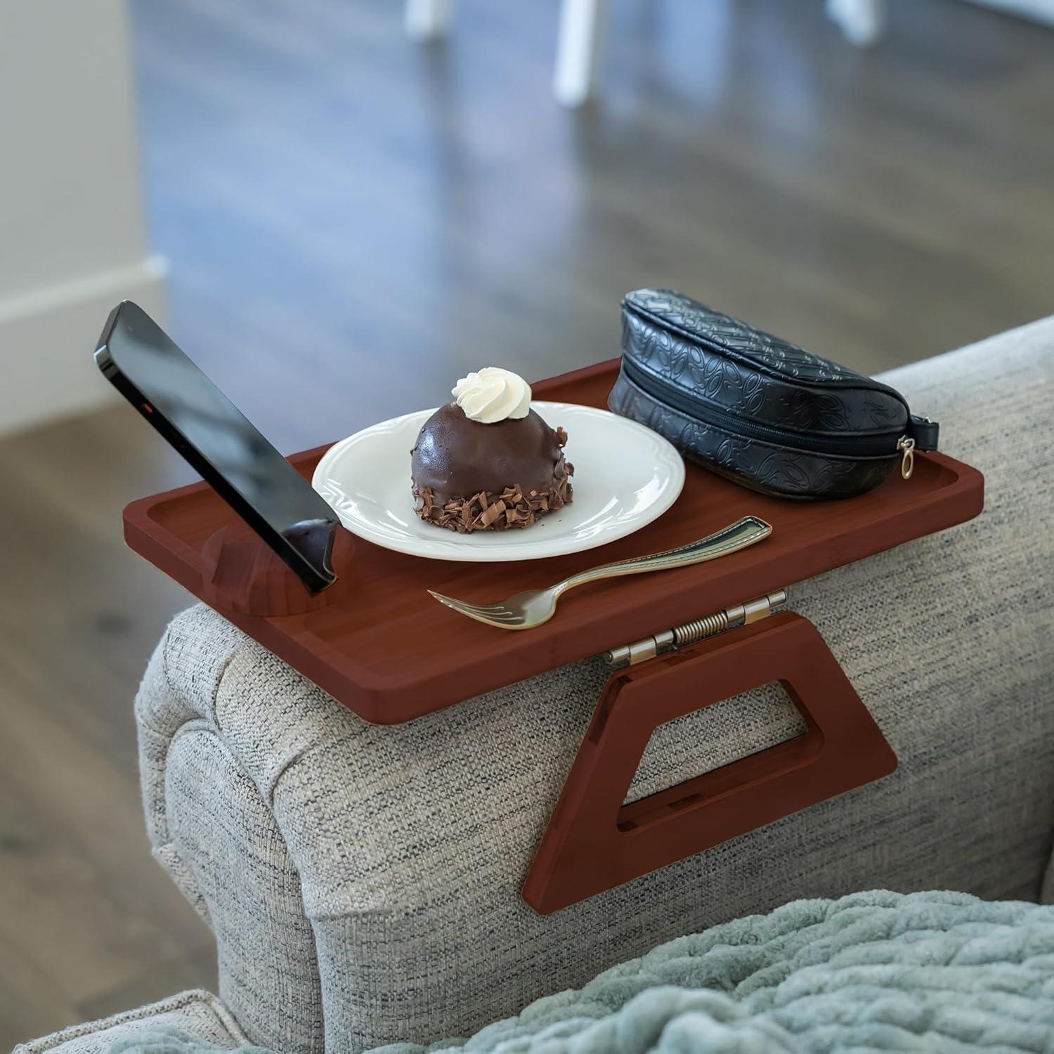 Mesa de Brazo de Sofá Shamrock Home Plegable Marrón 40x28cm