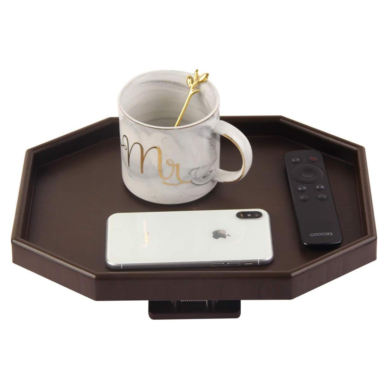 Mesa de Clip para Brazo de Sofá CHVOMNASE Marrón 30.99x22.86cm