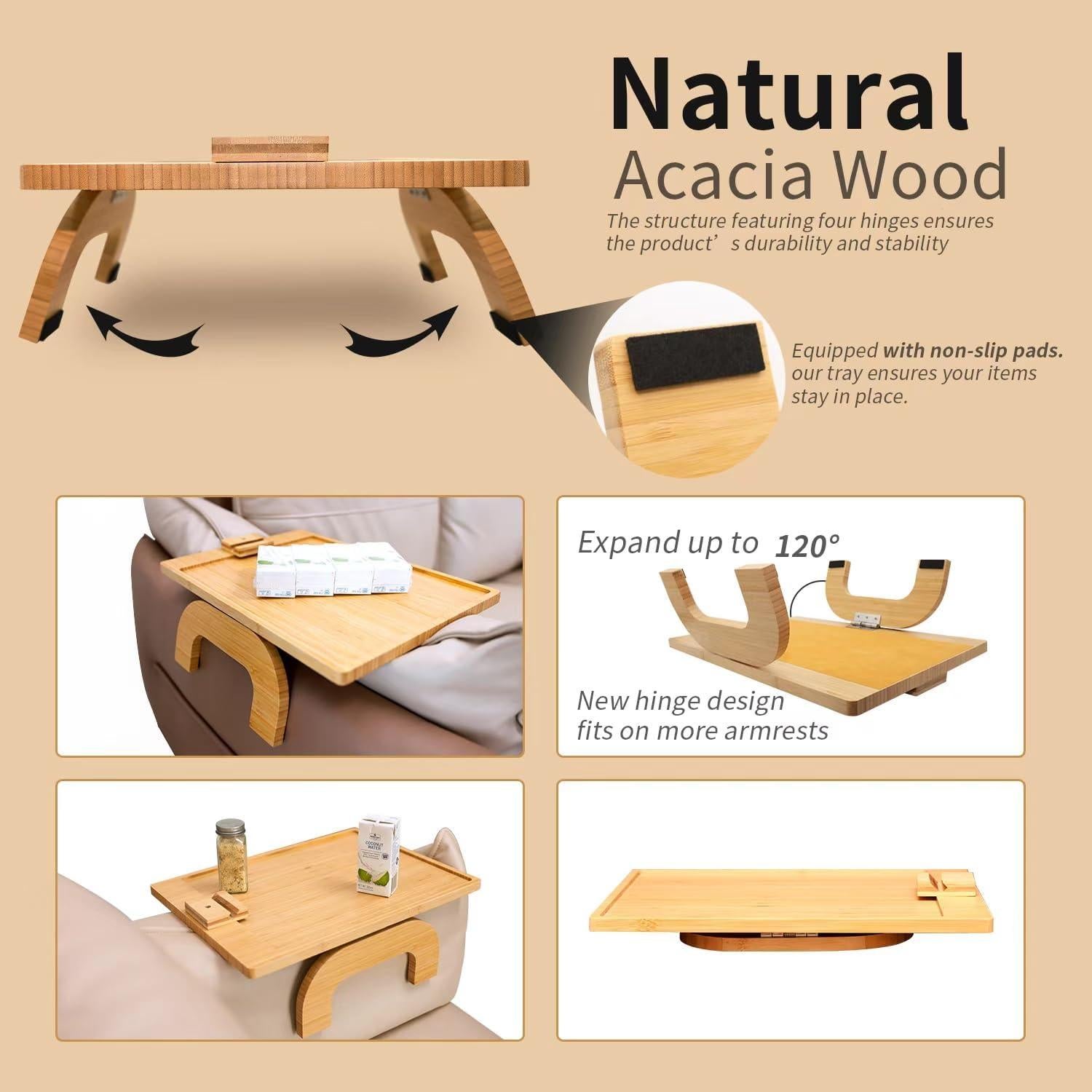 Bandeja para Brazo de Sofá ArtBeek 42x32.5 cm Plegable