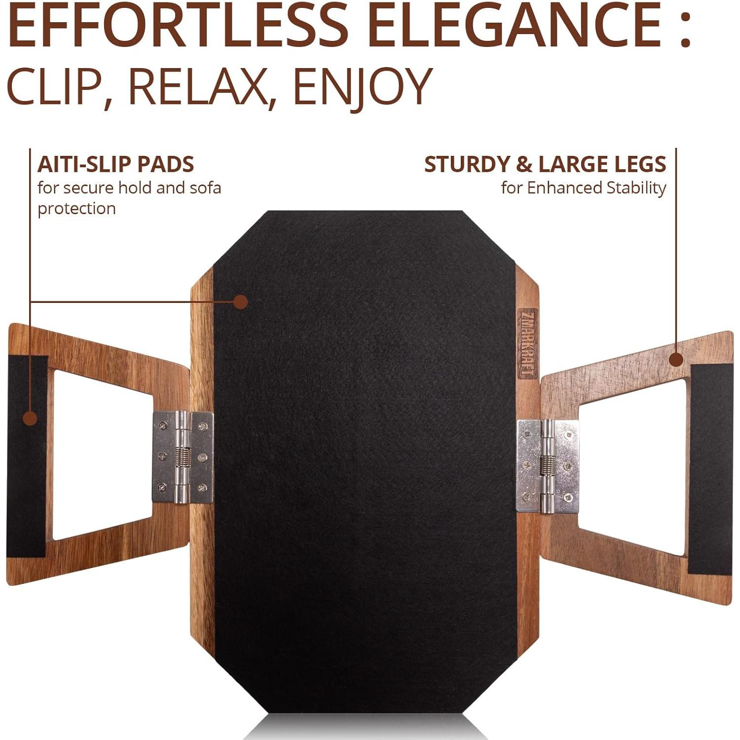 Bandeja de brazo para sofá ZmarKraft de madera de acacia