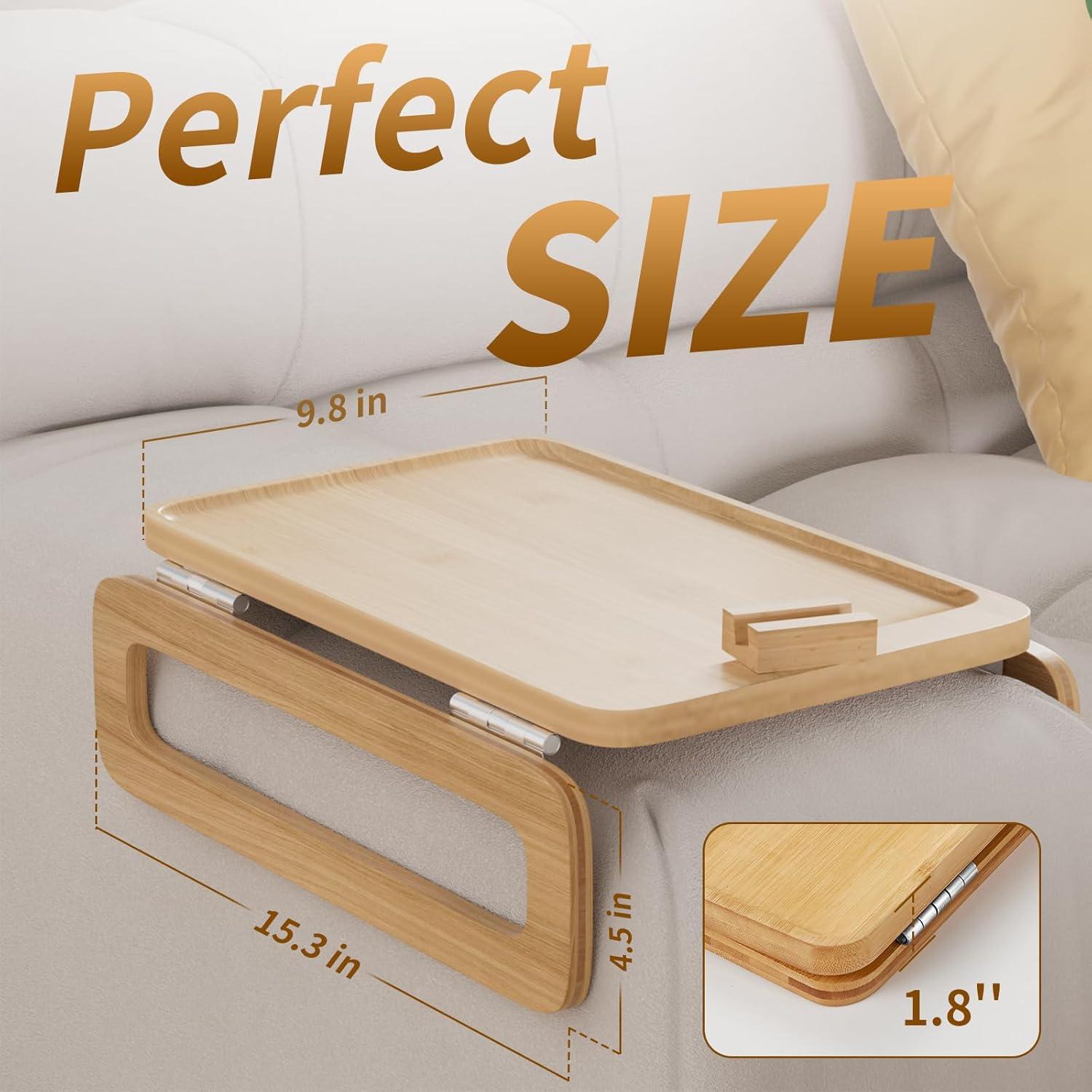 Bandeja de Sofá Plegable Oiehur de Bambú Natural 37.85x23.88cm