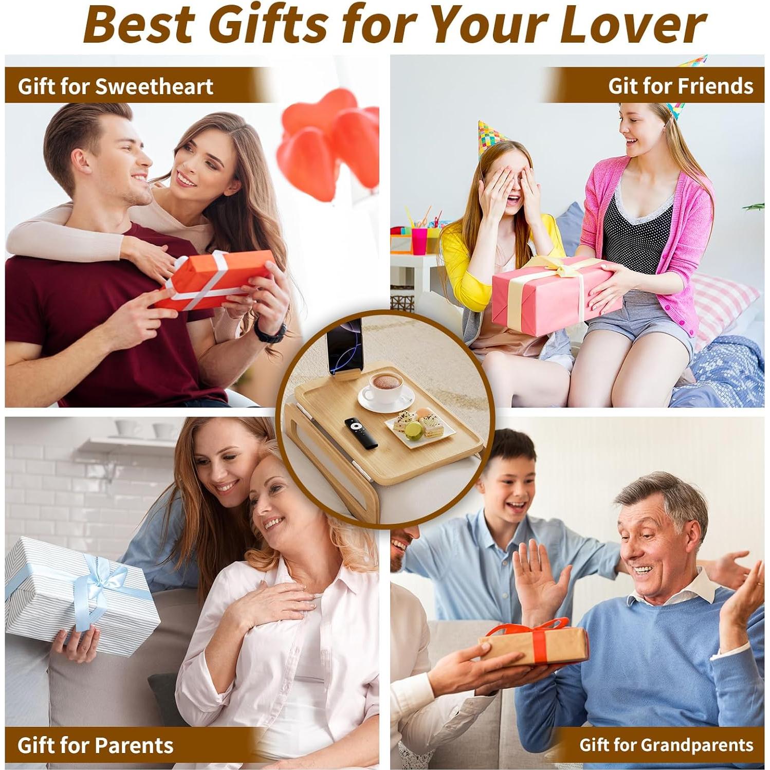 Bandeja de Sofá Plegable Oiehur de Bambú Natural 37.85x23.88cm