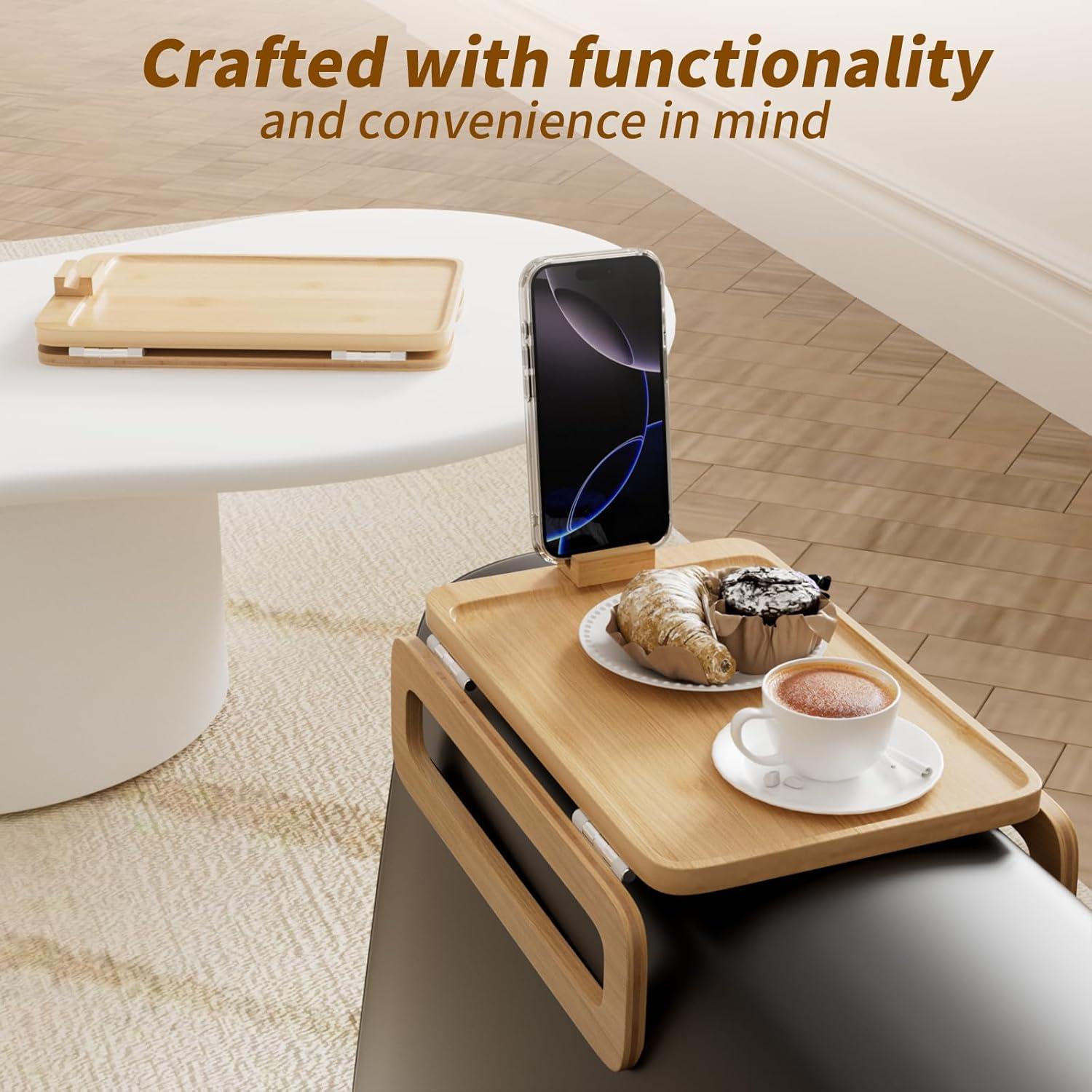 Bandeja de Sofá Plegable Oiehur de Bambú Natural 37.85x23.88cm