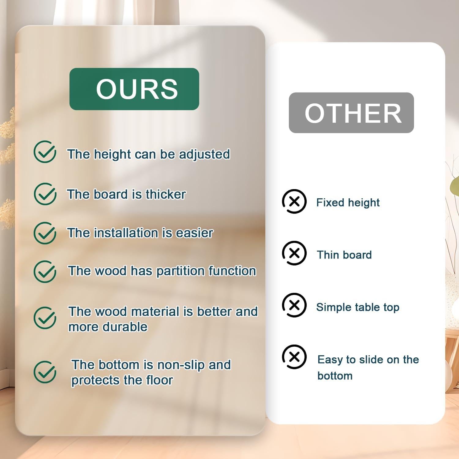 Mesa C Ajustable de Bambú XNSDXV con Bandeja Giratoria 360°