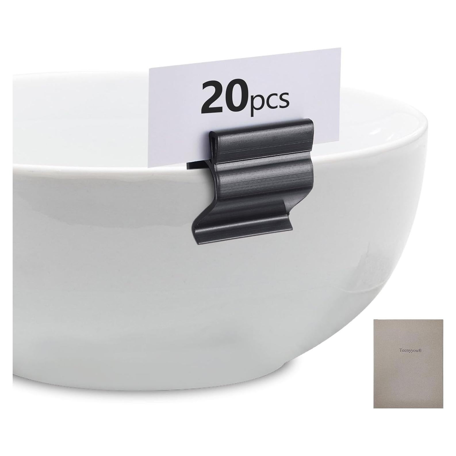 20 Soportes de Plástico Negro Reutilizables Teenyyou para Etiquetas