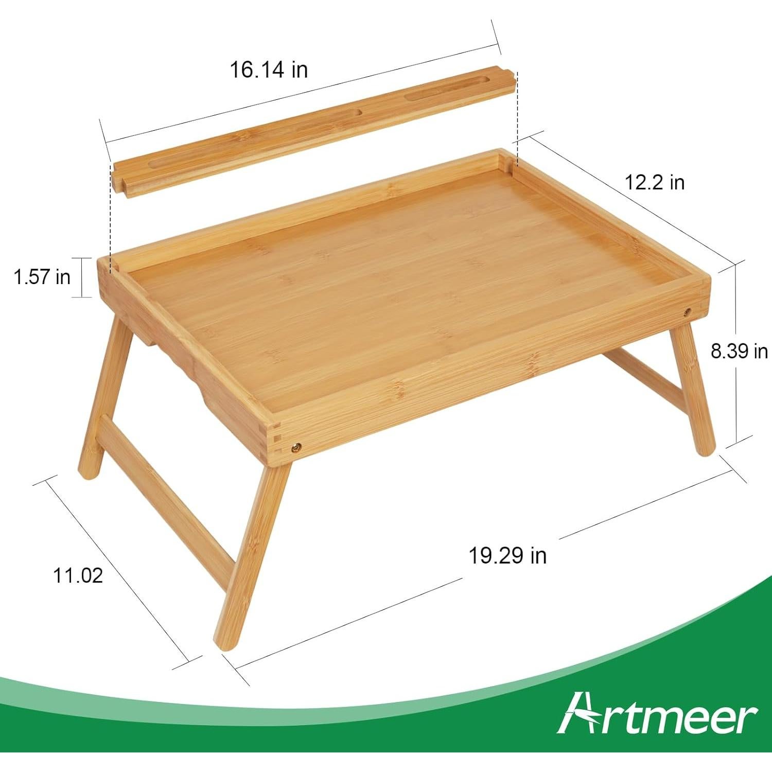 Mesa de bandeja de cama Artmeer grande de bambú plegable