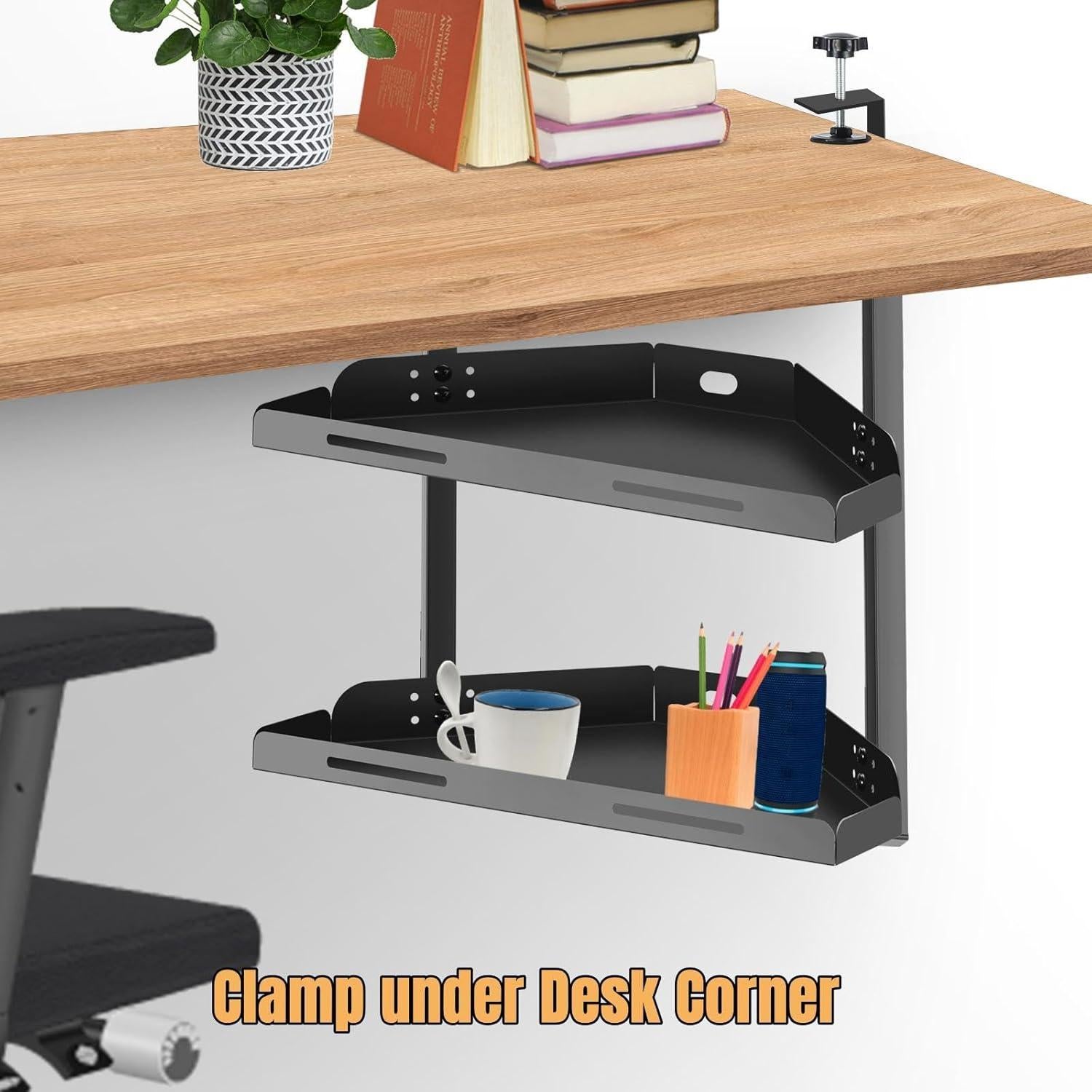 Estante de esquina para escritorio Yuxh Y60A1 2 niveles negro