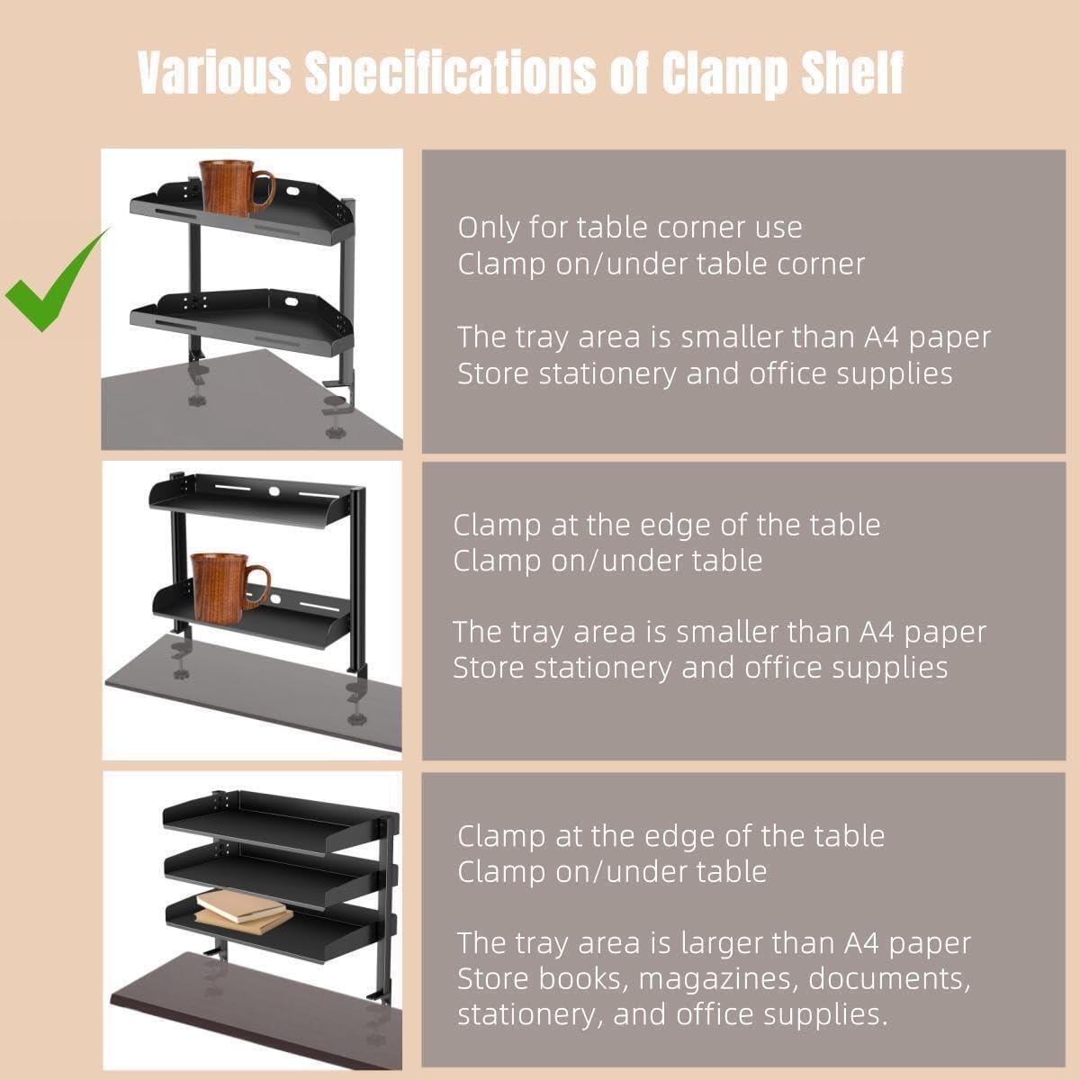 Estante de esquina para escritorio Yuxh Y60A1 2 niveles negro