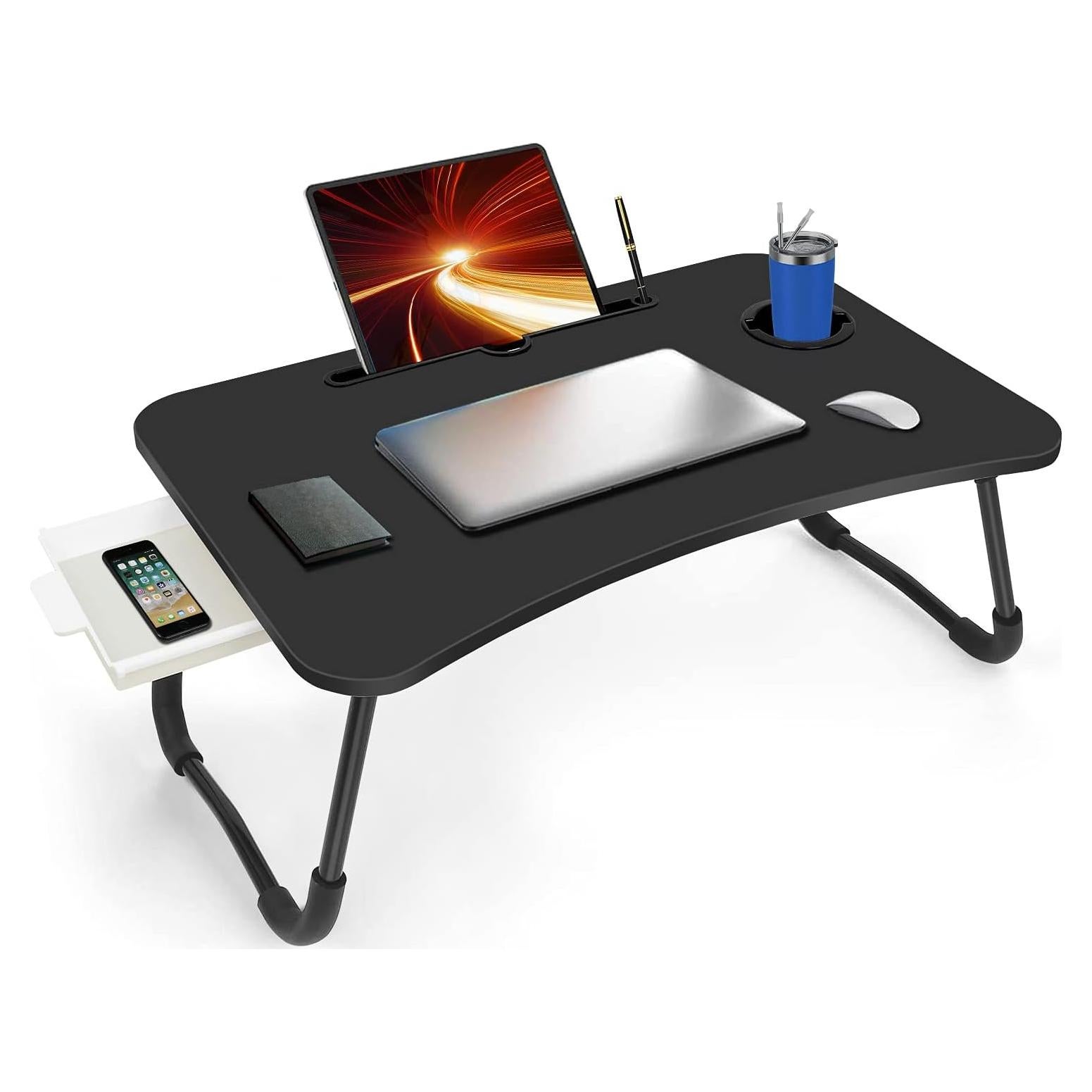 Escritorio de Cama Plegable Fayquaze con Cajón y Soporte Taza