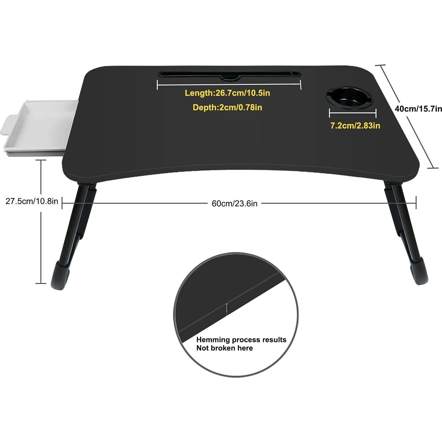 Escritorio de Cama Plegable Fayquaze con Cajón y Soporte Taza
