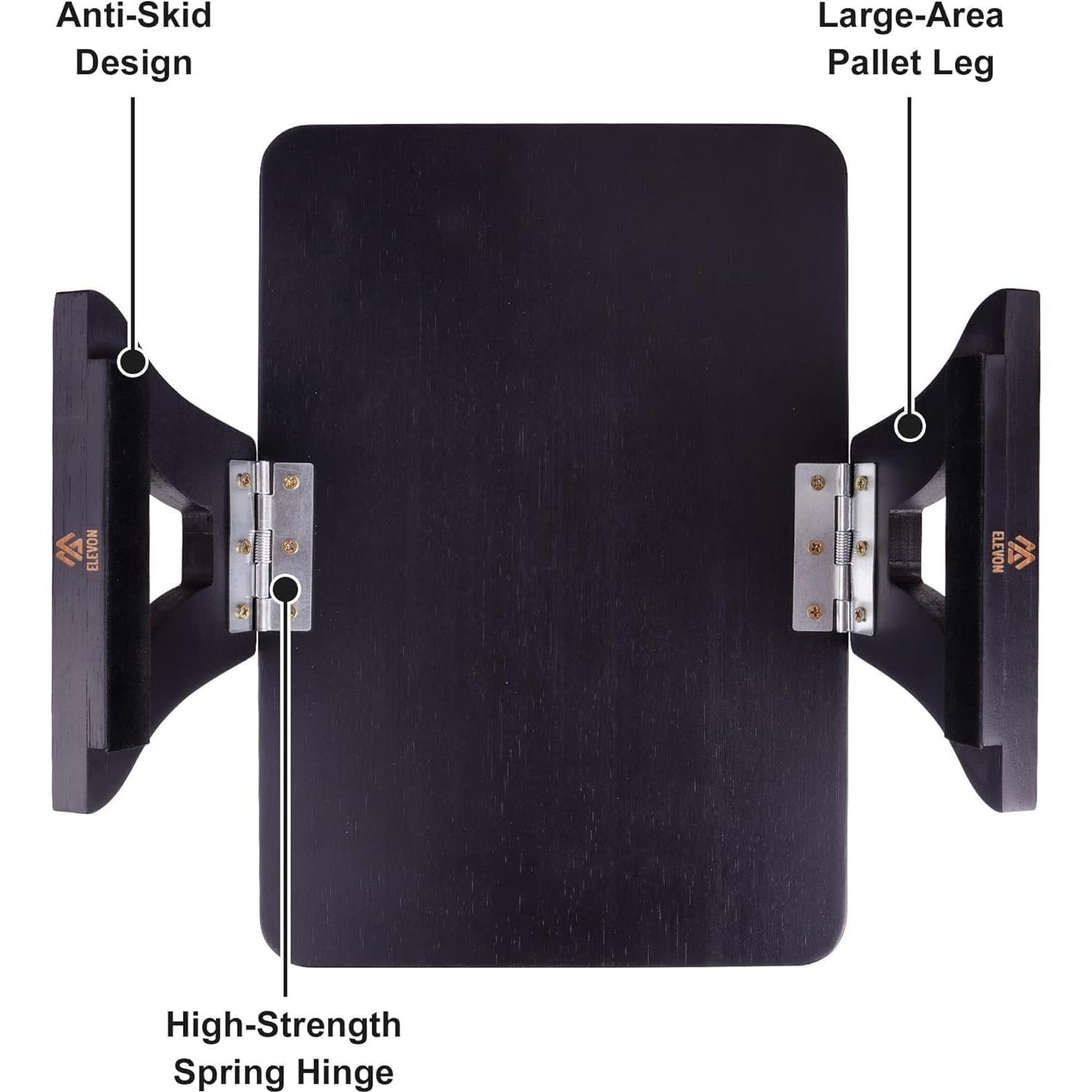 Mesa de Brazo de Sofá Elevon Plegable Negra para Espacios Pequeños