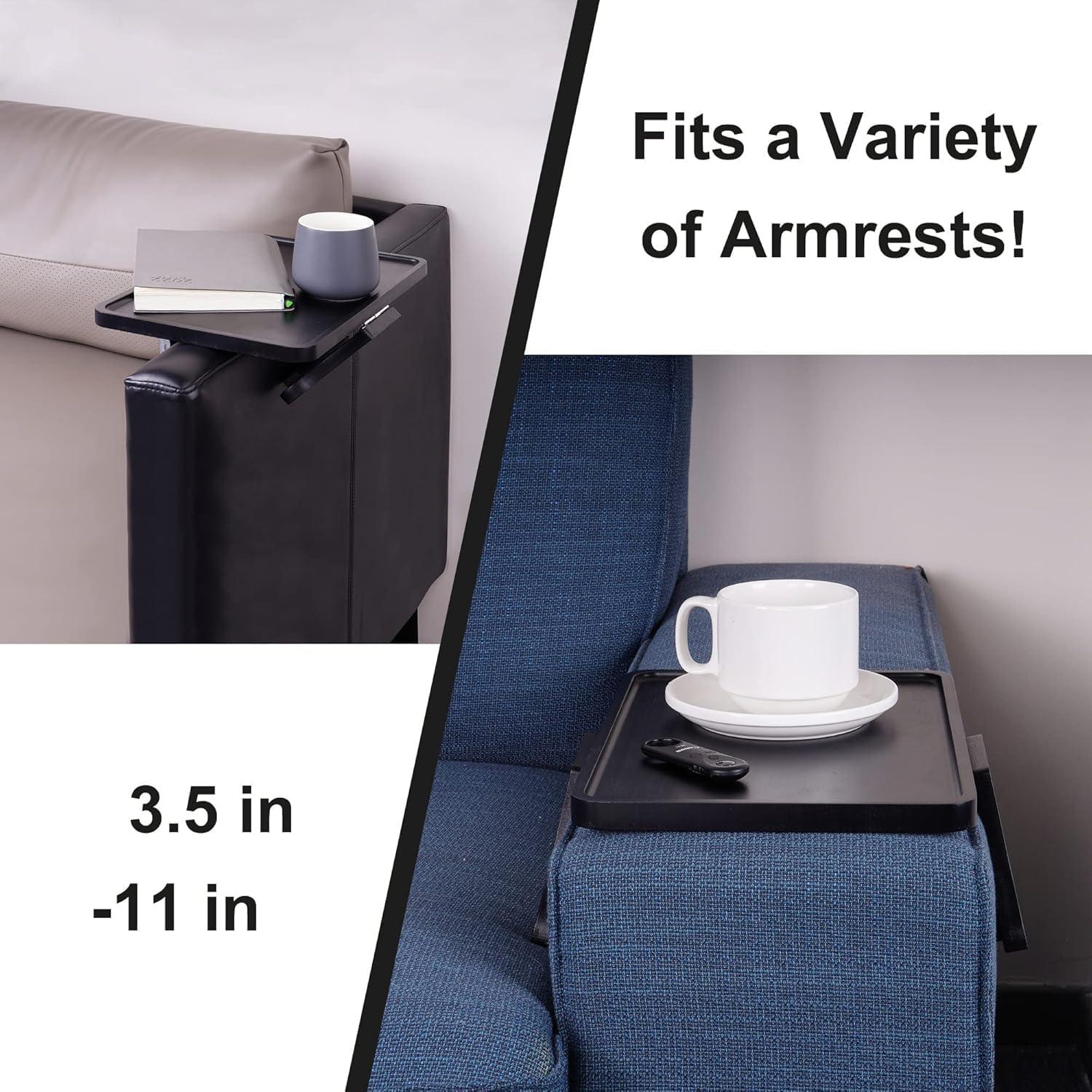 Mesa de Brazo de Sofá Elevon Plegable Negra para Espacios Pequeños