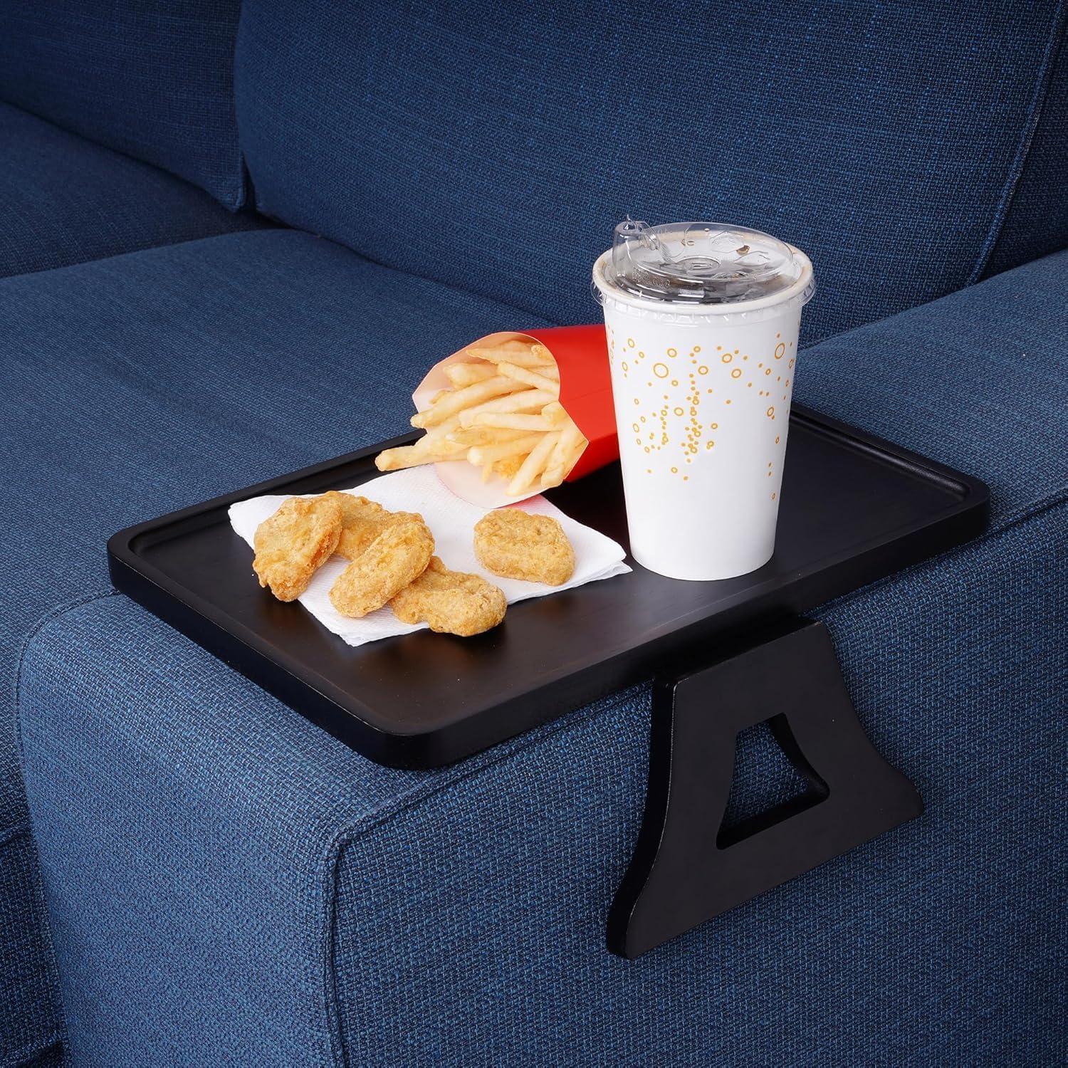 Mesa de Brazo de Sofá Elevon Plegable Negra para Espacios Pequeños