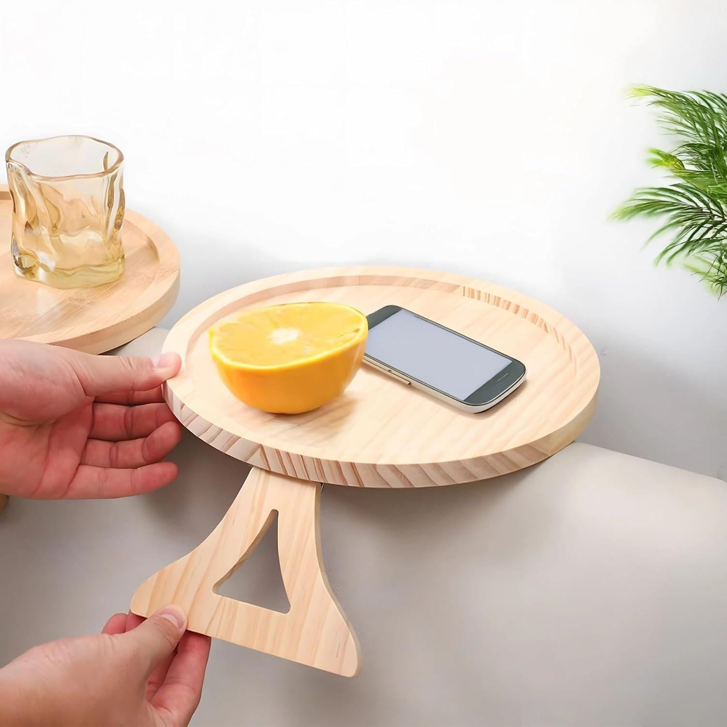 Bandeja de Clip de Bambú 25x25 cm para Sofá - Mesa Lateral