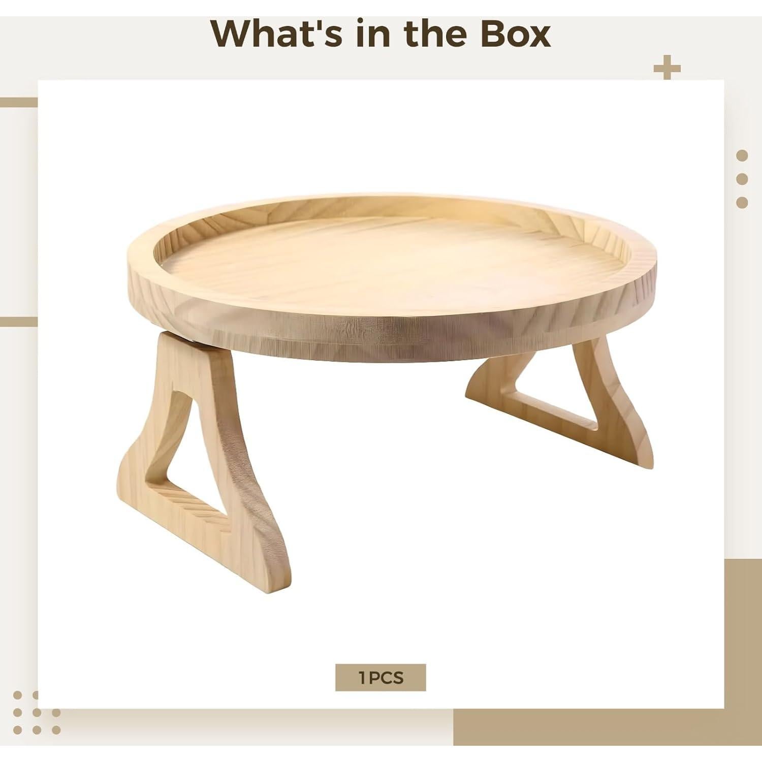 Bandeja de Clip de Bambú 25x25 cm para Sofá - Mesa Lateral