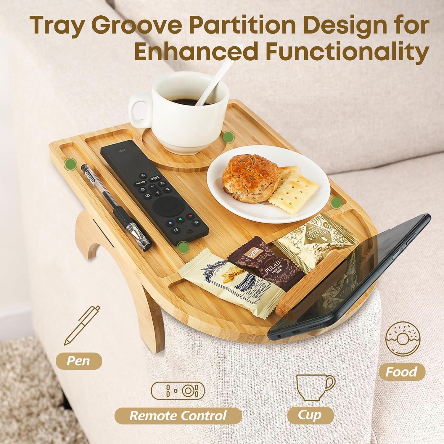 Mesa de bandeja para sofá Wisreach de bambú 38.1x25.9 cm